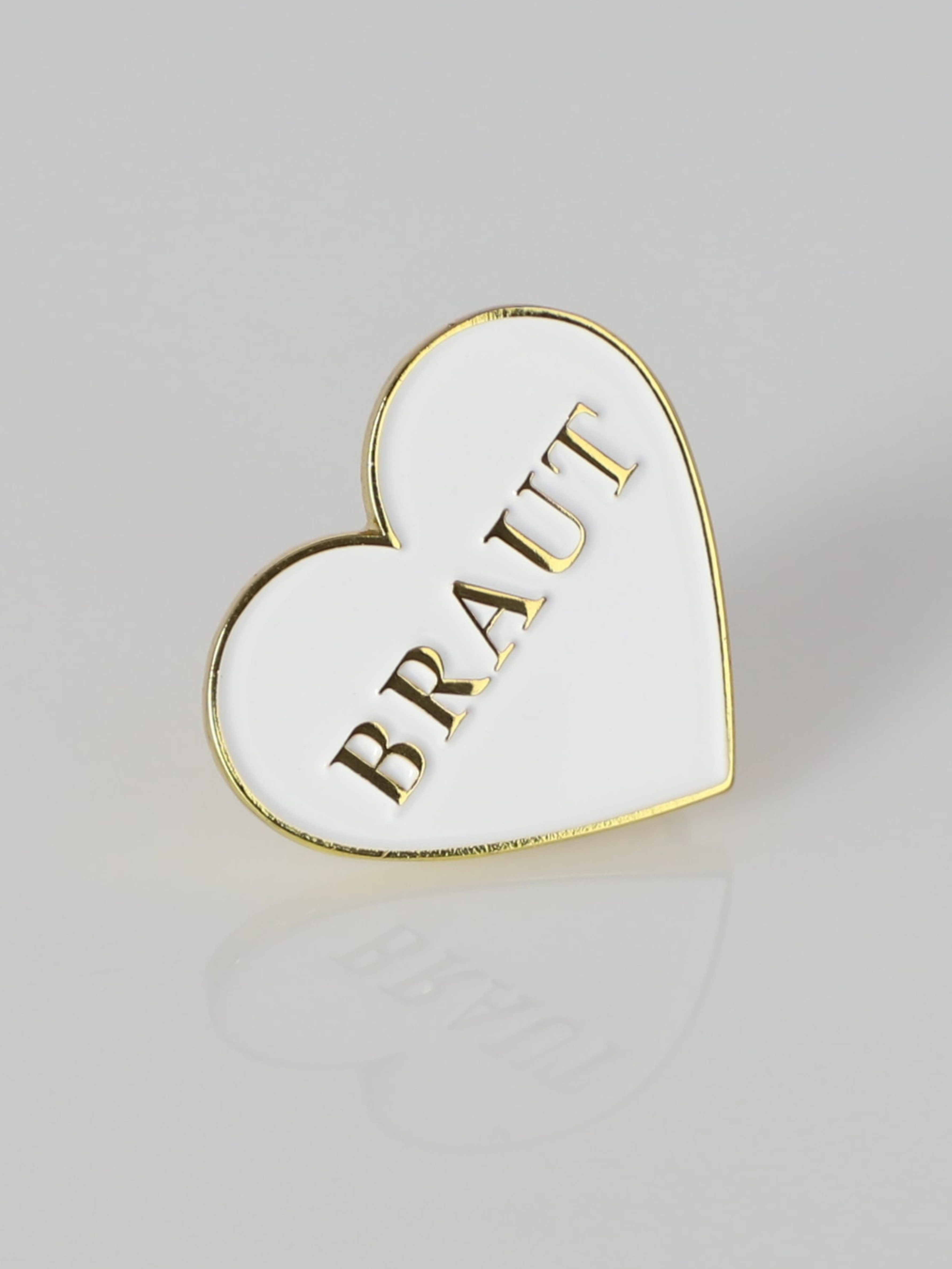 ANNIS WIESBADEN EST. 2021 Brosche "Braut" Ansteck-Pin in Herzform, Brosche für die Braut, Hochzeit