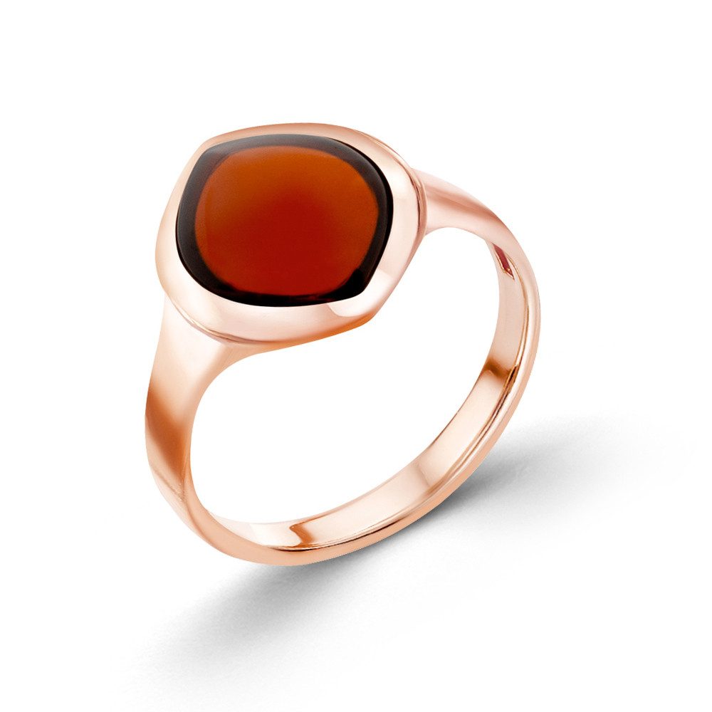 S&A Jewellery Design Silberring Damenring aus 925 Silber mit Kirschbernstein (vergoldet, 1-tlg), Sterling Silberschmuk für Damen