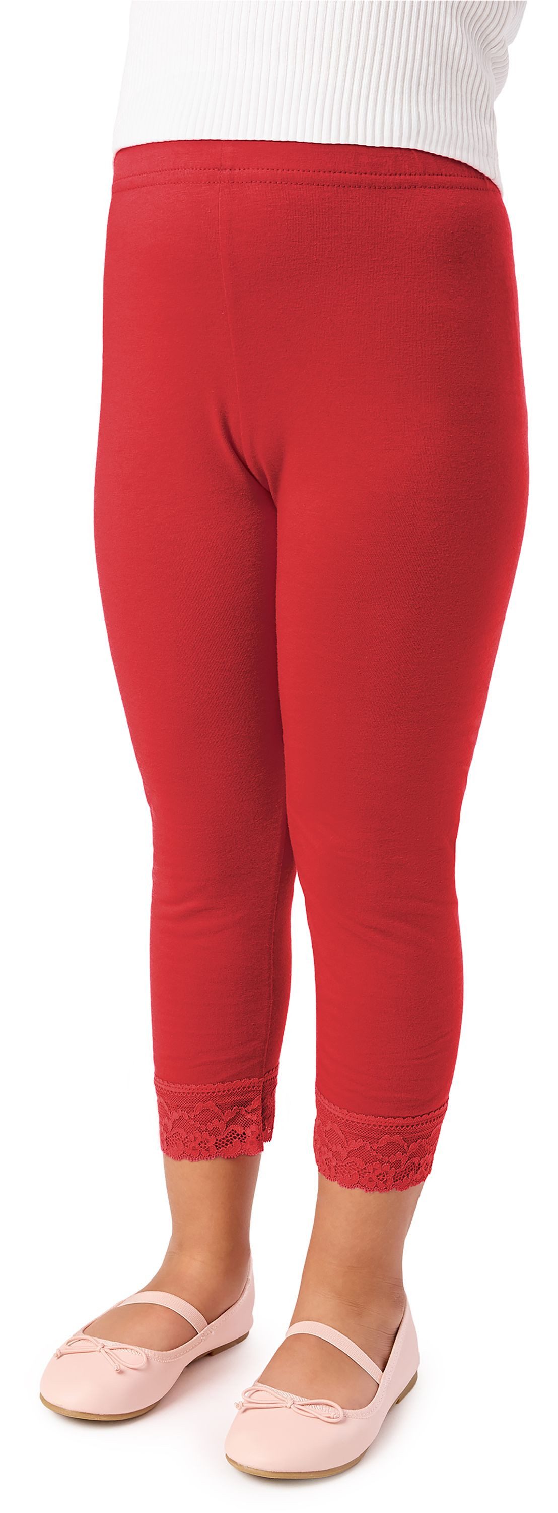 Leggings Mädchen 3/4 Capri Leggings aus Baumwolle mit Spitze MS10-228