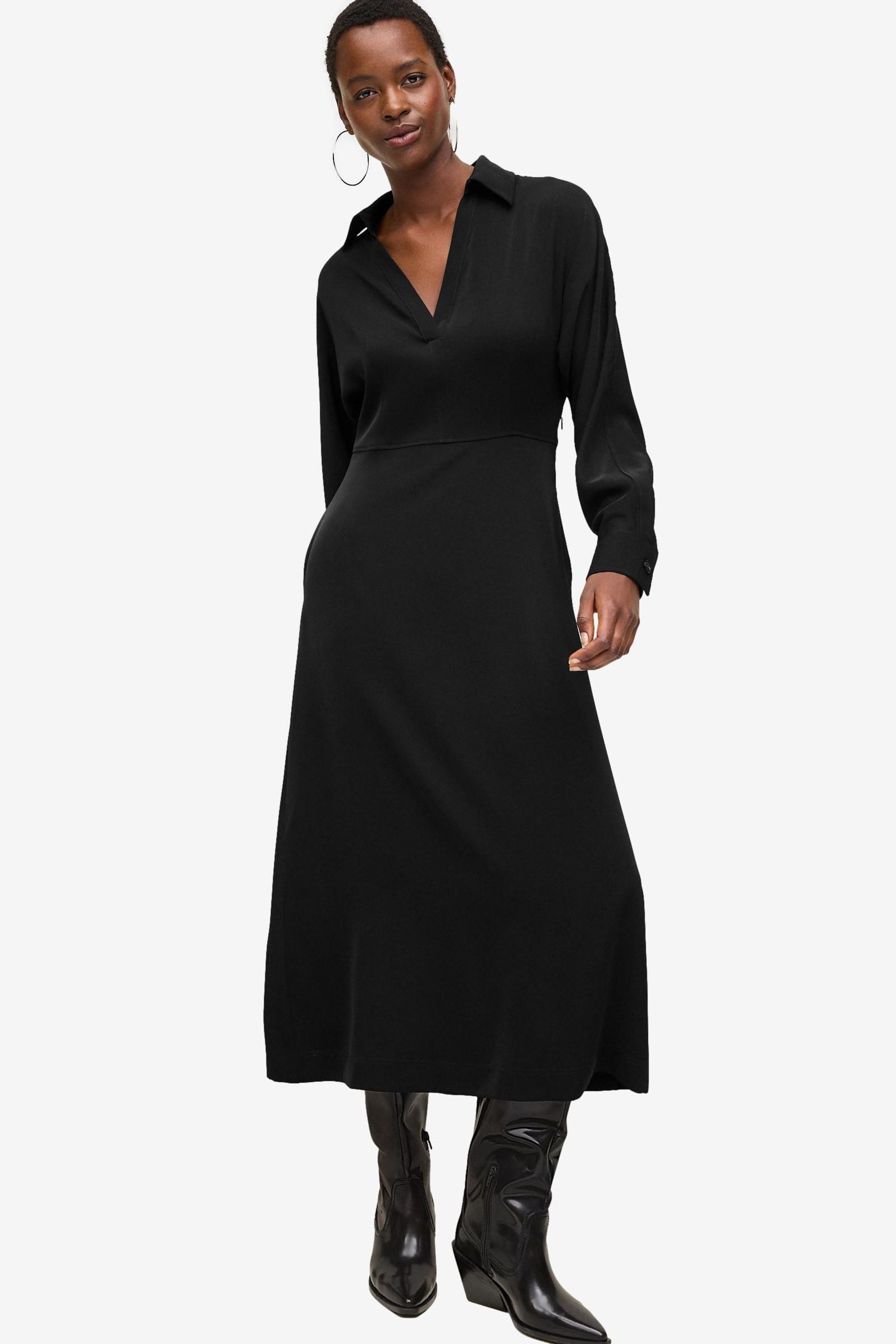 Next Midikleid Langärmeliges Midikleid mit V-Ausschnitt günstig online kaufen