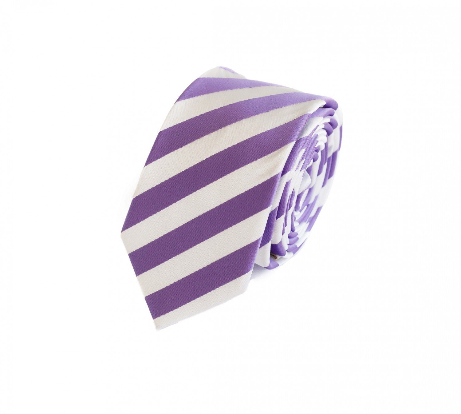 Fabio Farini Krawatte Herren Krawatte Lila - verschiedene Lila Männer Schlips in 6cm (ohne Box, Gestreift) Schmal (6cm), Weiß Lila - Mistic Purple/White