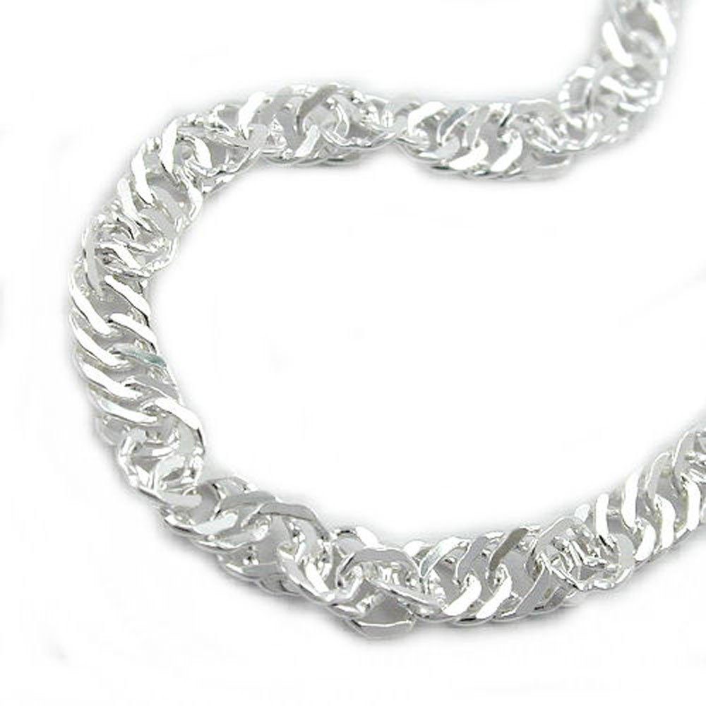 unbespielt Silberkette Halskette 3,3 mm Singapurkette diamantiert 925 Silber 50 cm, Silberschmuck für Damen und Herren