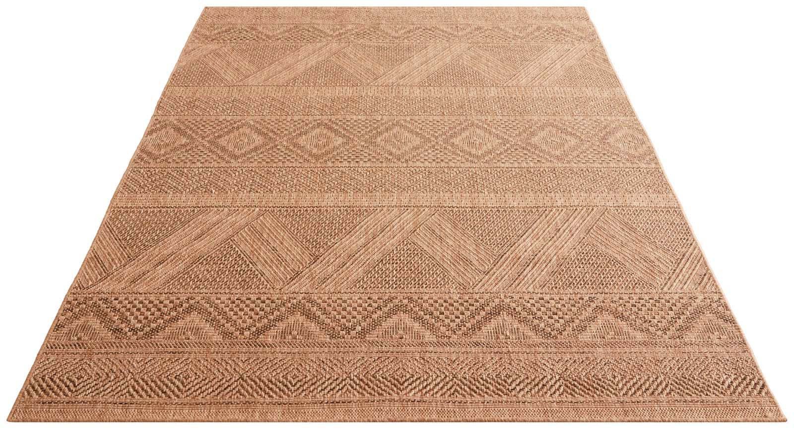 TaraCarpet Teppich TaraCarpet Borneo Nativ Outdoor Teppich – Wetterfester Indoor & Outdoo, rechteckig, Höhe: 6 mm, Küche Wohnzimmer Terrasse Garten Balkon beige 80x150