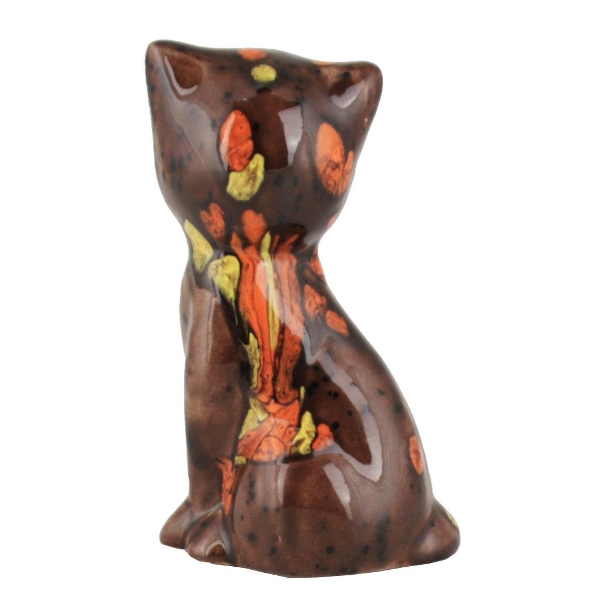 Tangoo Gartenfigur Tangoo Keramik-Katze sitzend braun glänzend ca 14cm H, (Stück)