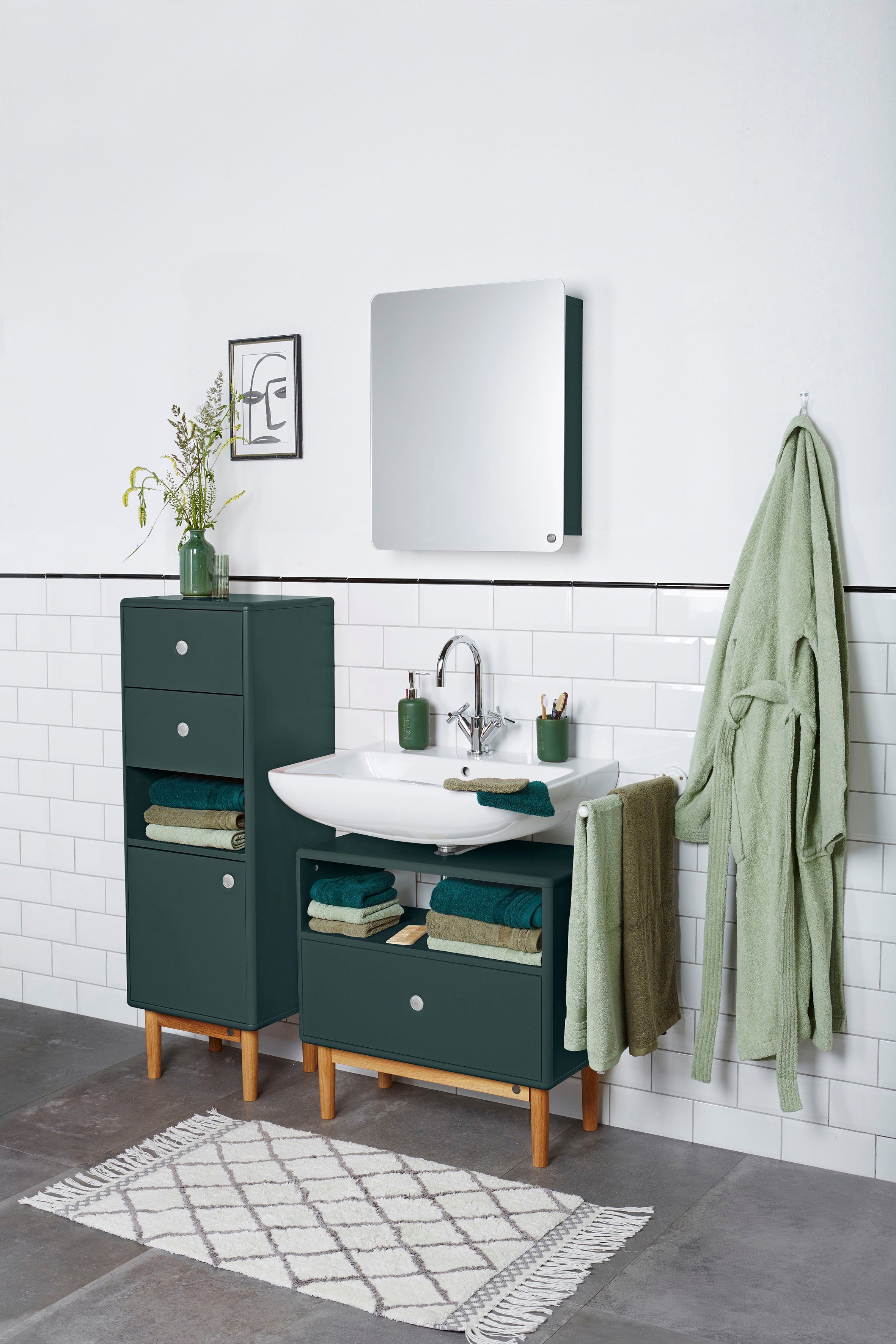 TOM TAILOR HOME Waschbeckenunterschrank cm Breite BATH Push-to-Open, Eiche, COLOR mit mit Füßen mit forest in Schublade, 65