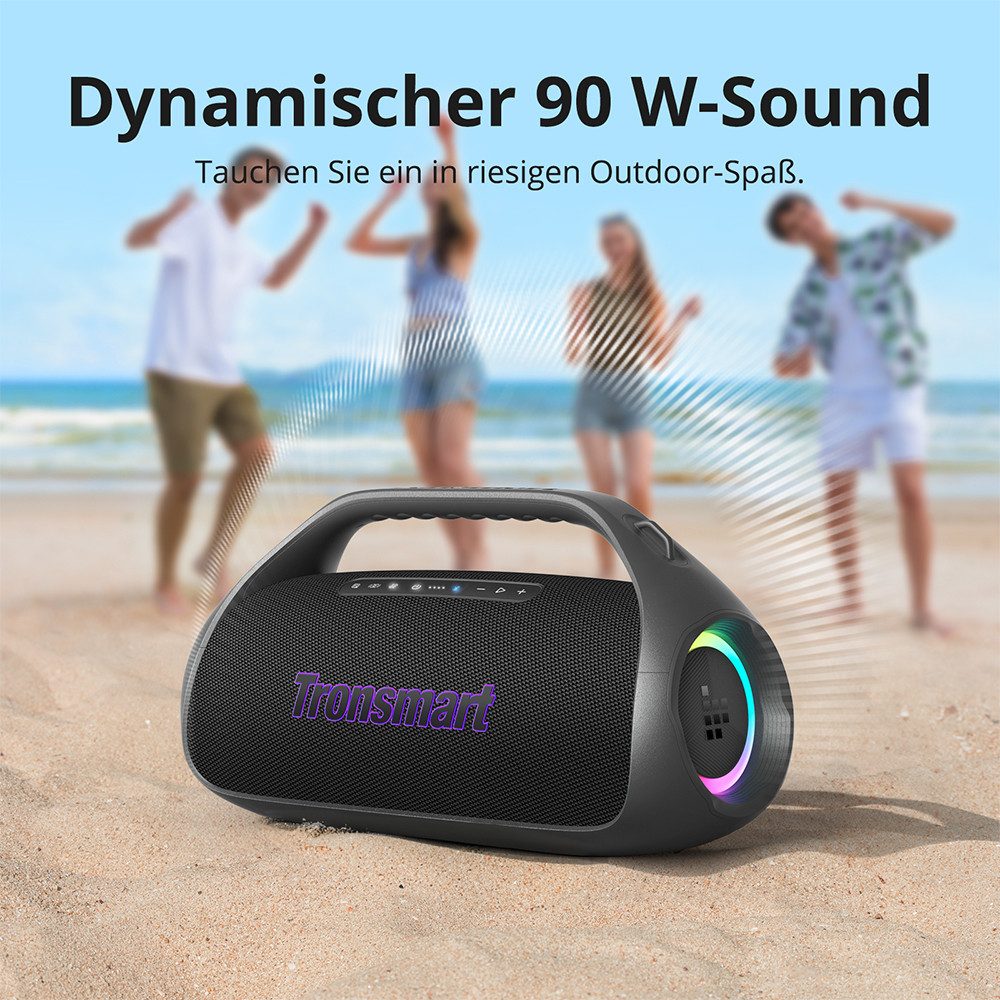 Tronsmart Bang 2 PartyBoxTragbarer Party-Lautsprecher 2.1 (90 W, 90W kabellos mit lPX6 Wasserdicht, 26h Akku, Kraftvoller Bass)