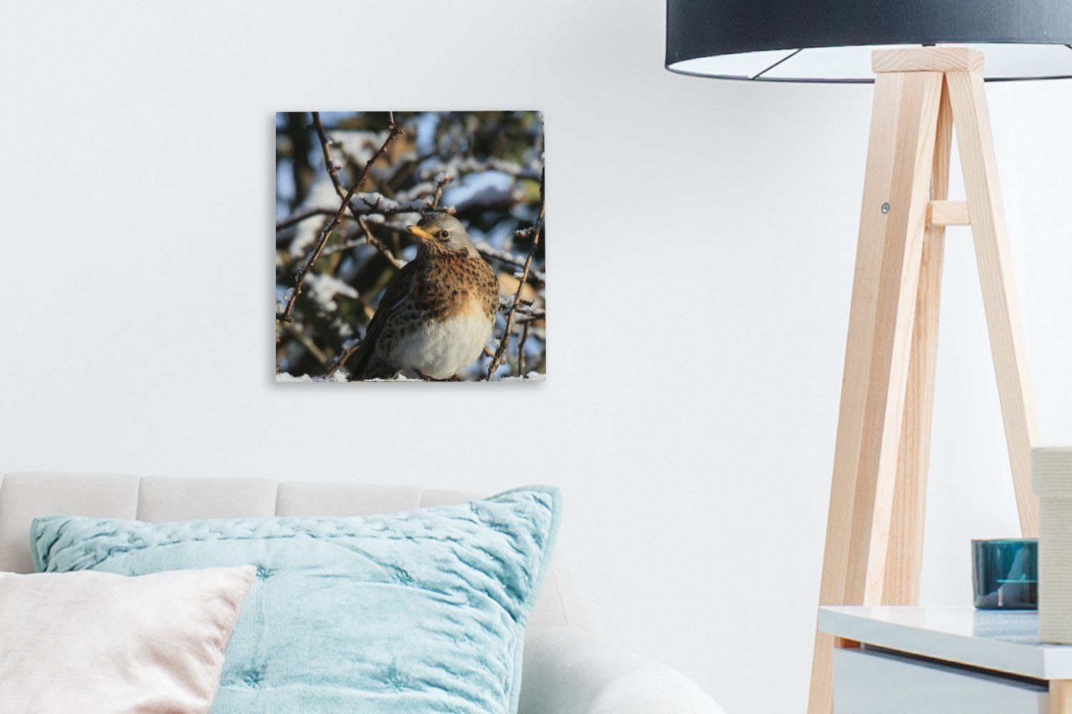 Amsel Bilder Eine in Winter, Baum für OneMillionCanvasses® (1 Leinwand St), im Leinwandbild Schlafzimmer einem Wohnzimmer