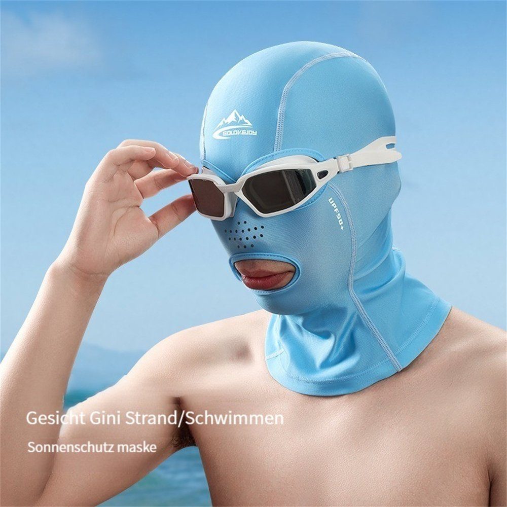 Sonnenschutzmaske Rouemi Badekappe Blau Badekappe, Vollverkleidete Herren-Schwimmkappe,