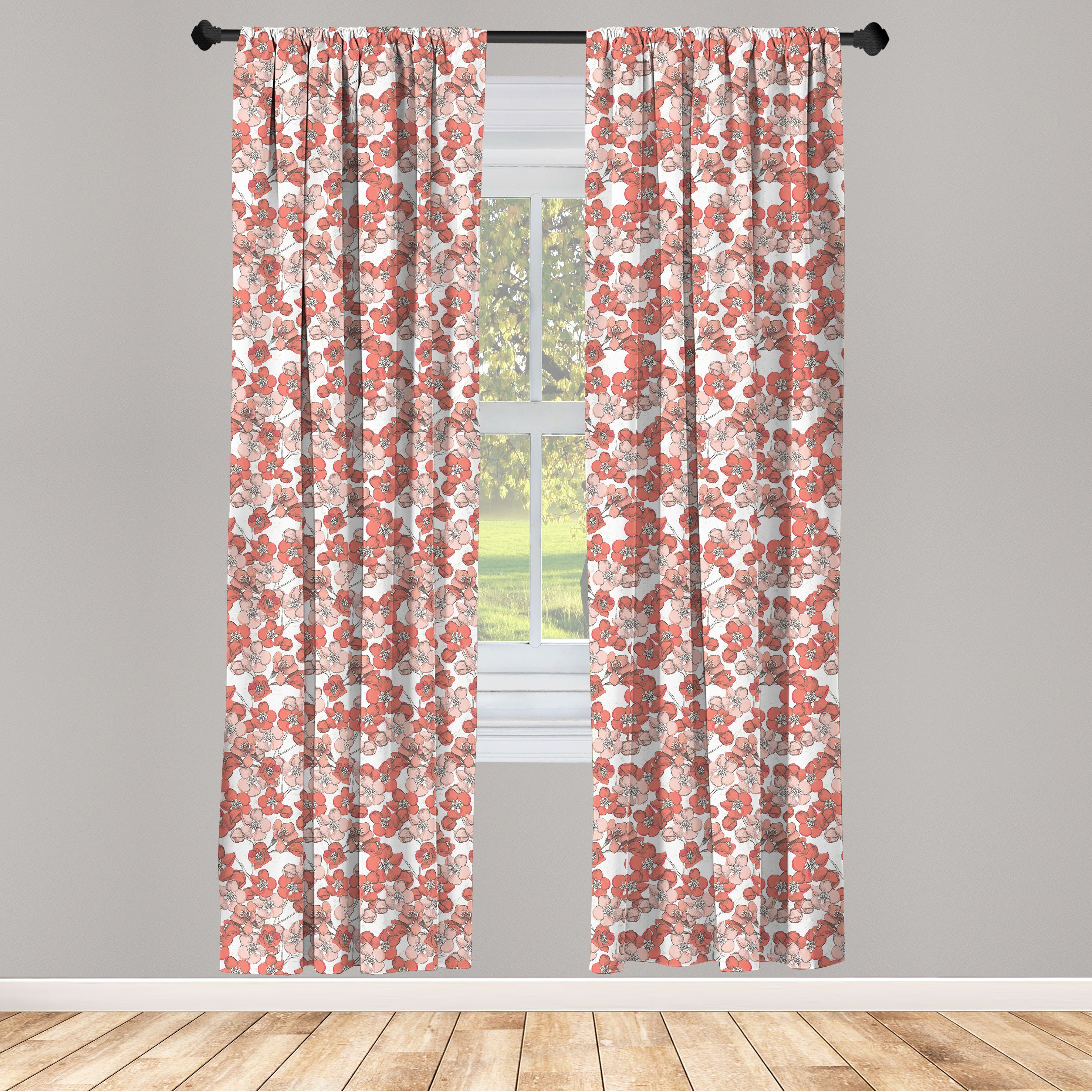 Gardine Vorhang für Microfaser, Dekor, Schlafzimmer Natur Kirschblüte Wohnzimmer Abakuhaus
