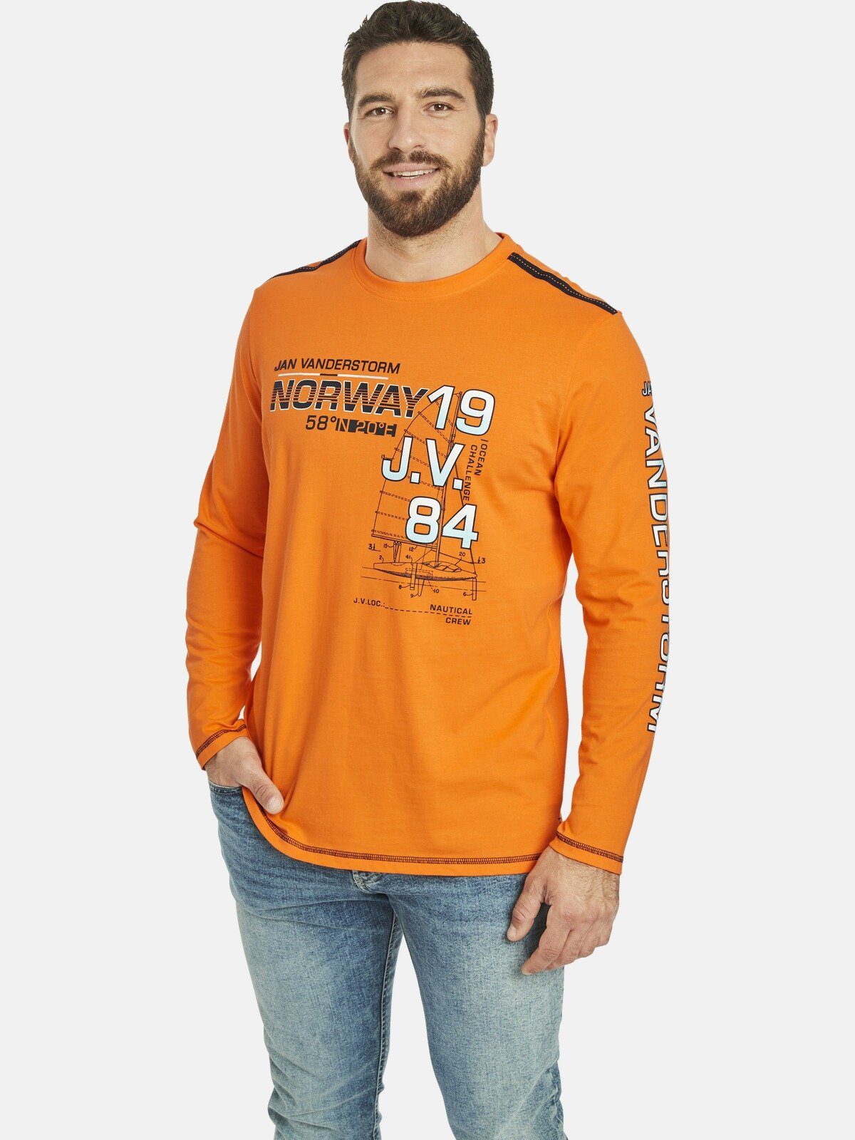 Jan Vanderstorm Langarmshirt BERTULI aus weicher Baumwolle