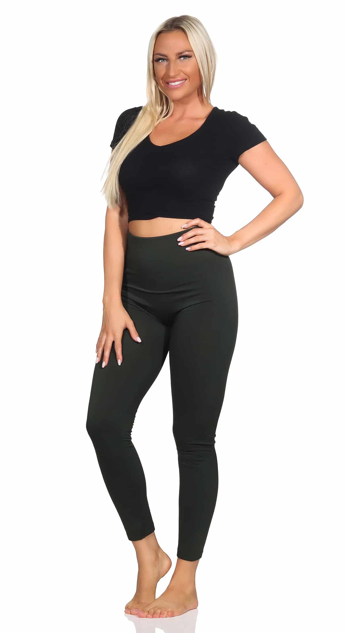 Aurela Damenmode Thermoleggings Damenleggings leicht angeraute Thermoleggings Skiunterwäsche mit breitem Komfortbund, innenseitig angeraut