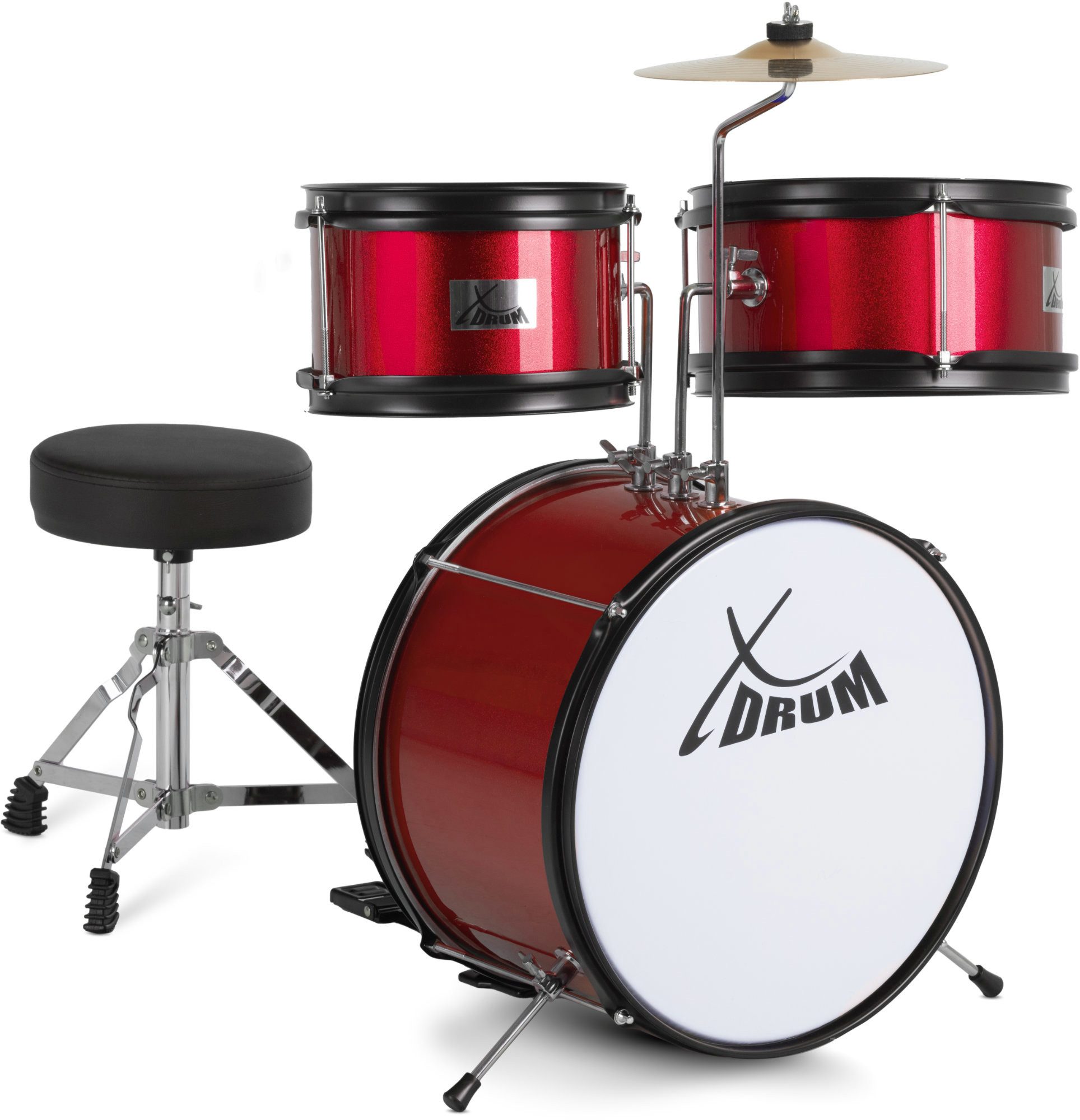 Kinderschlagzeug XDrum Junior KIDS Schlagzeug inkl. Schule Rot
