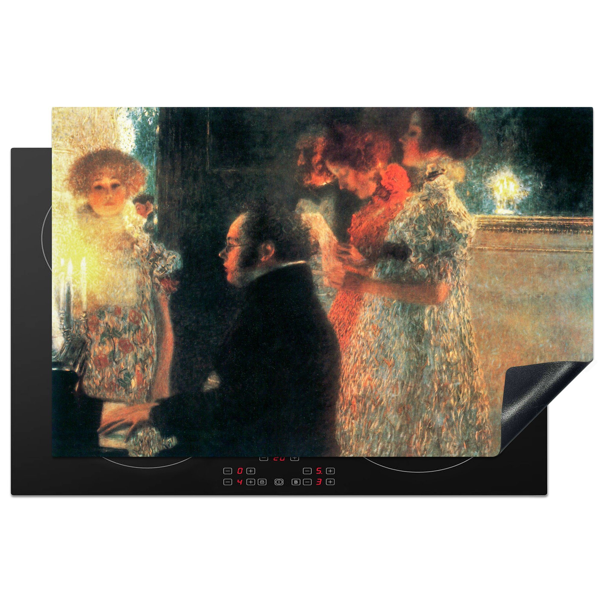 MuchoWow Herdblende-/Abdeckplatte Schubert am Klavier - Gustav Klimt, Vinyl, (1 tlg), 81x52 cm, Induktionskochfeld Schutz für die küche, Ceranfeldabdeckung