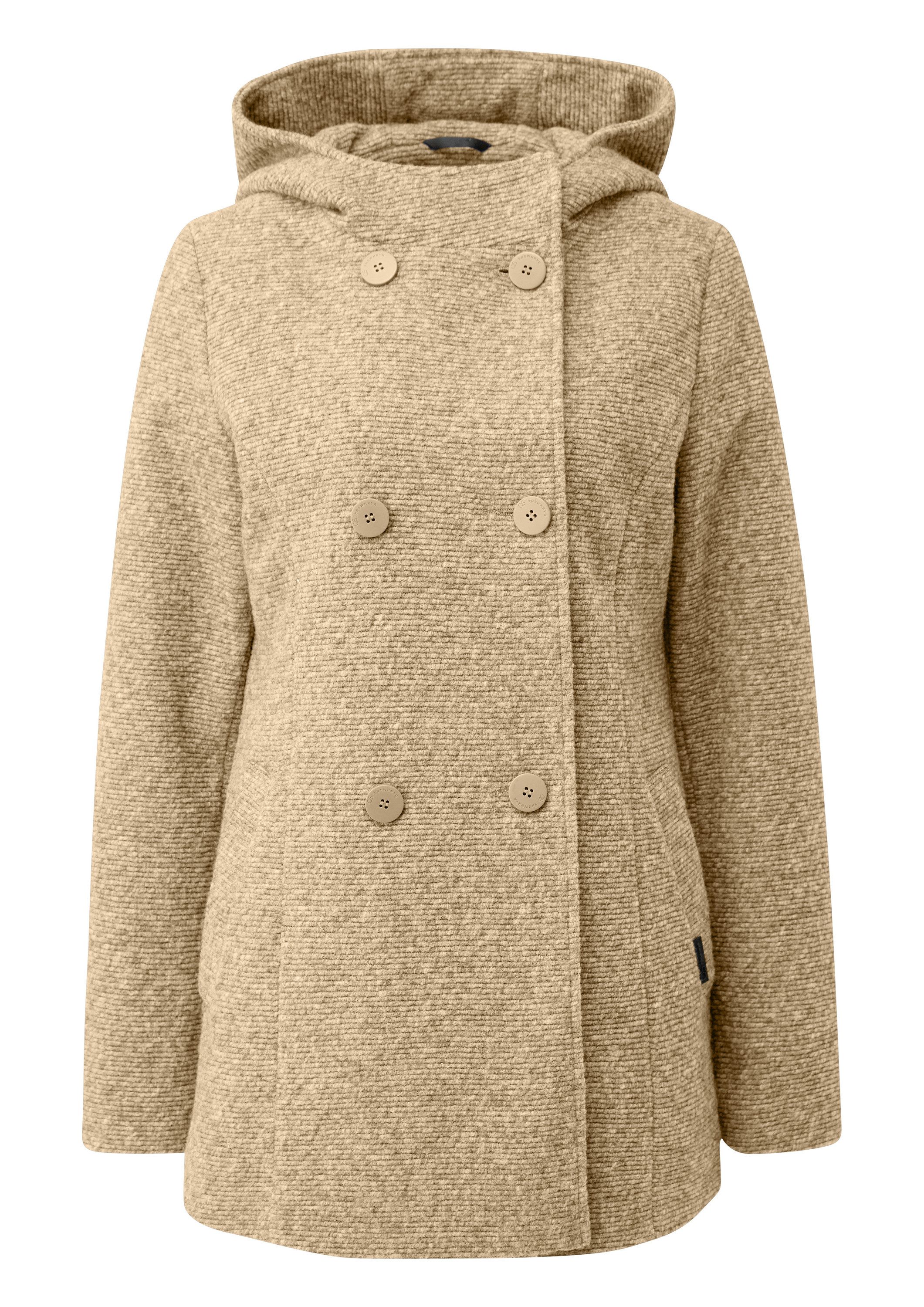 QS Funktionsmantel Outdoor-Jacke Kurzmantel in Wolloptik mit Kapuze günstig online kaufen