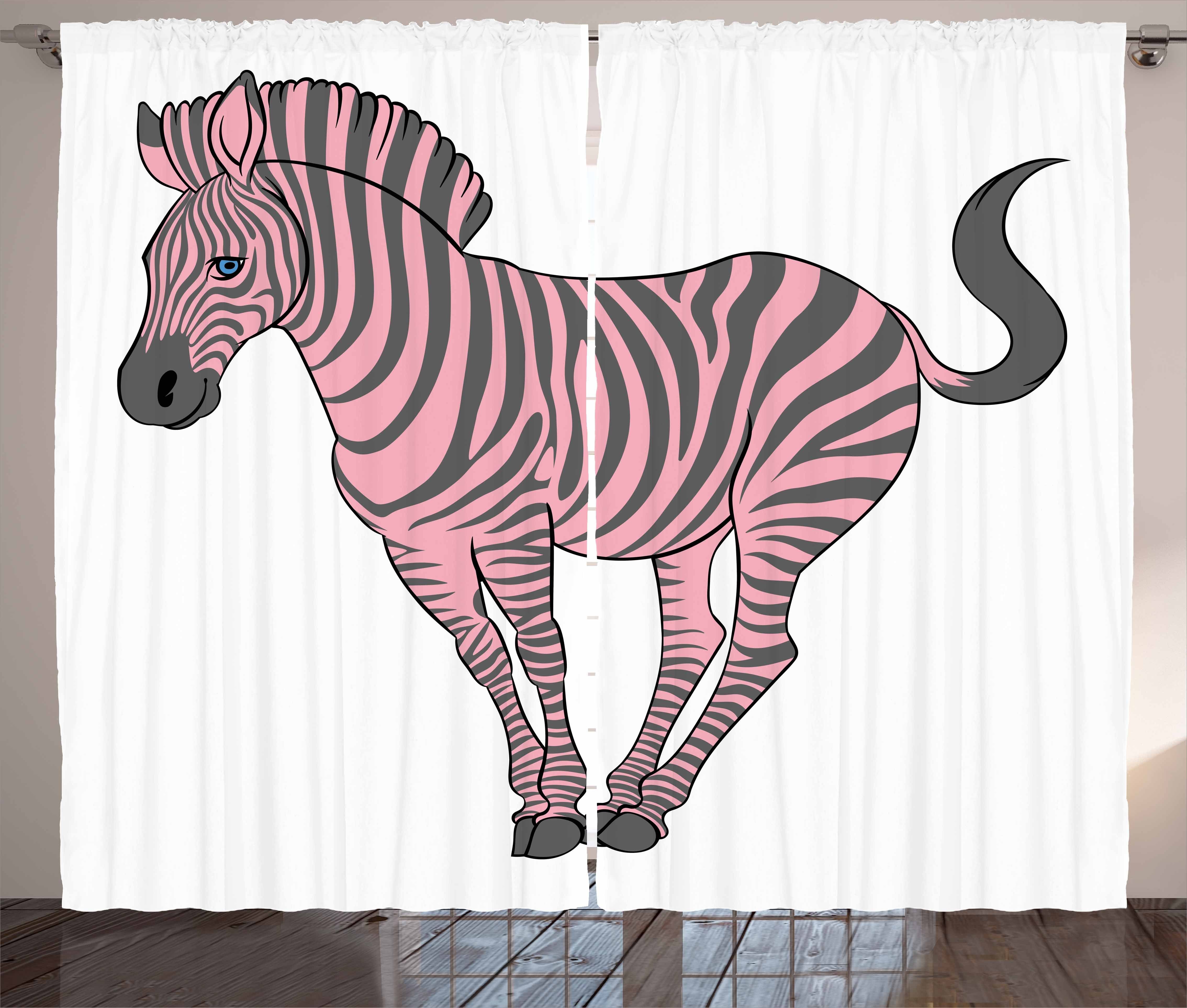 Gardine Schlafzimmer Kräuselband Vorhang mit Schlaufen und Haken, Abakuhaus, rosa Zebra Baby-Tiertier