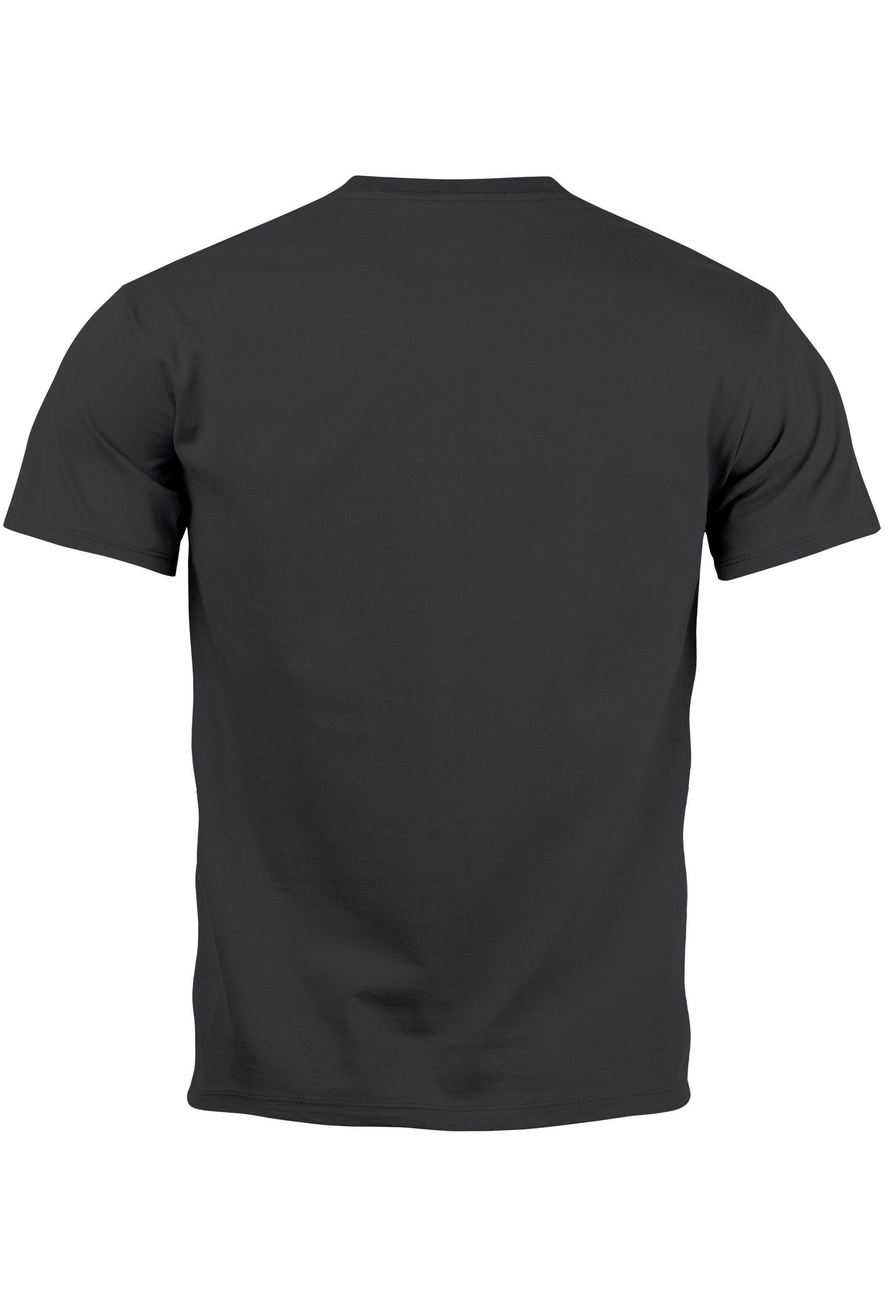 Neverless Print-Shirt Herren T-Shirt mit Fashion mit Print Smile T Streetstyle Aufdruck Techwear anthrazit Print
