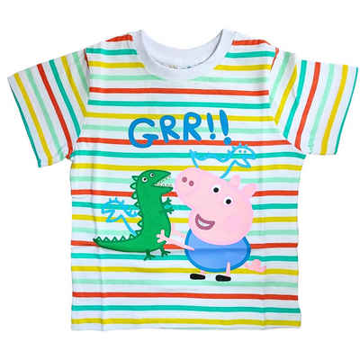 Peppa Pig T-Shirt George & Saurier Jungen Kurzarmshirt aus Baumwolle Gr. 92 - 116 cm