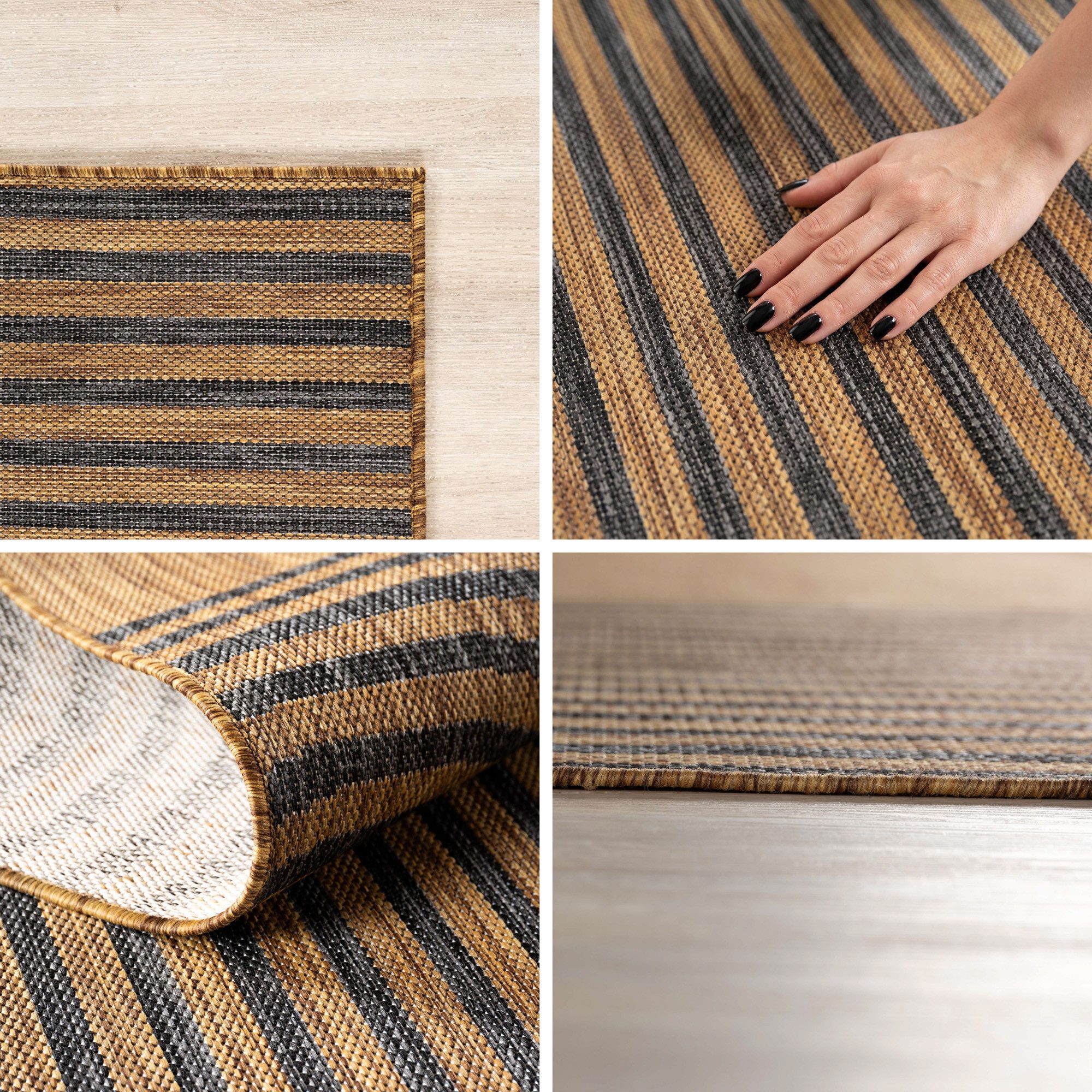 Teppium Teppich Geometrisch, Rund, Höhe: 3 mm, Teppich Wetterfest Waschbar Balkon, Garten, Terrasse und Küchenteppich