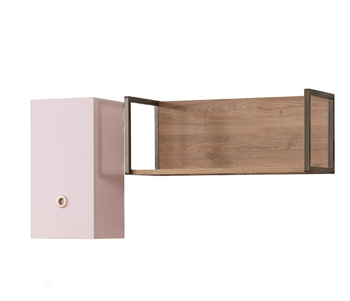 Möbel-Zeit Hängeregal ALICE Set 2-teilig – Wandregal mit Tür & offenes Regal