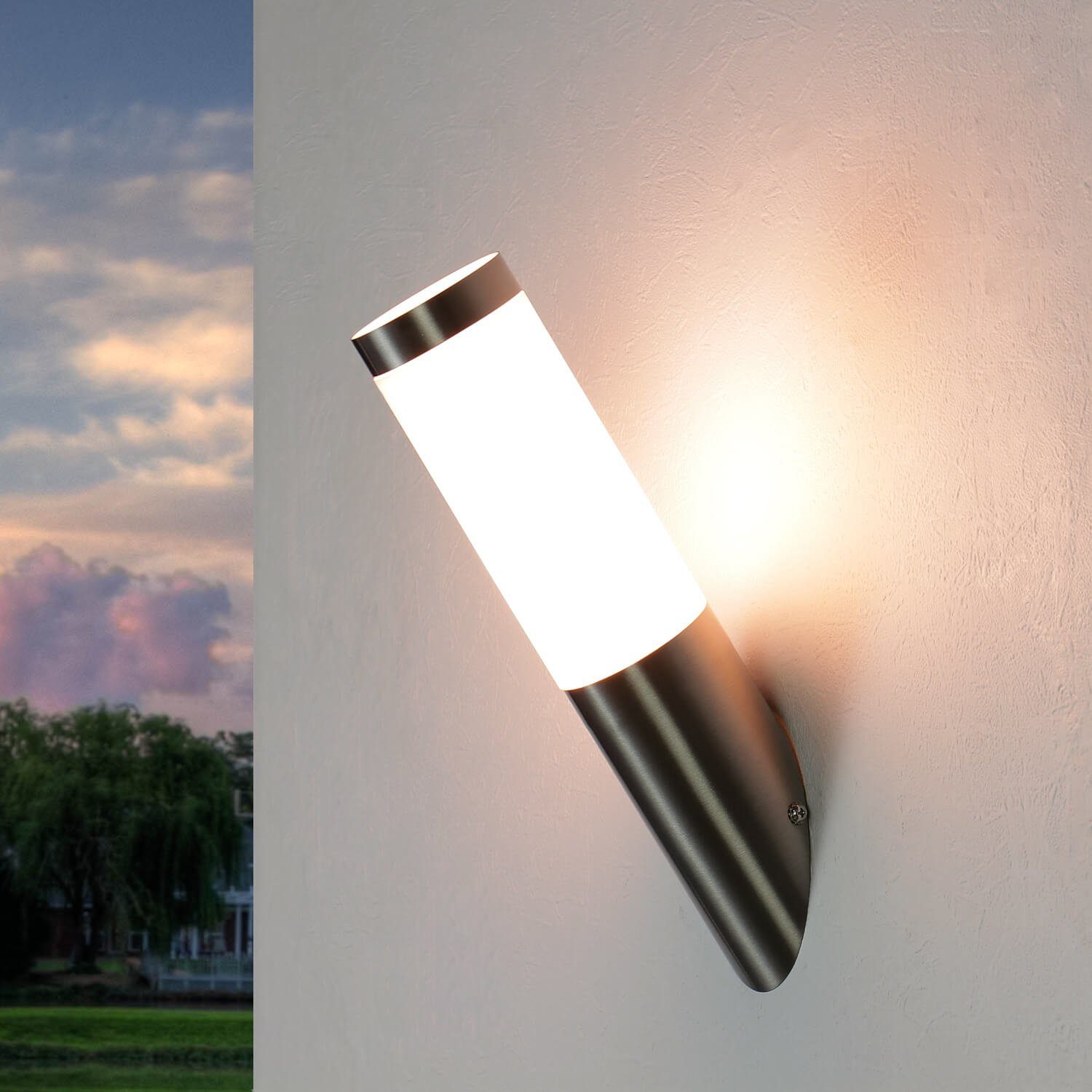 LichtErlebnisse Wandleuchte »BRIGHTON«, Außenleuchte Edelstahl Wand