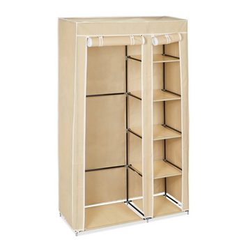 relaxdays Kleiderschrank 2 x Stoffschrank Kleiderstange beige