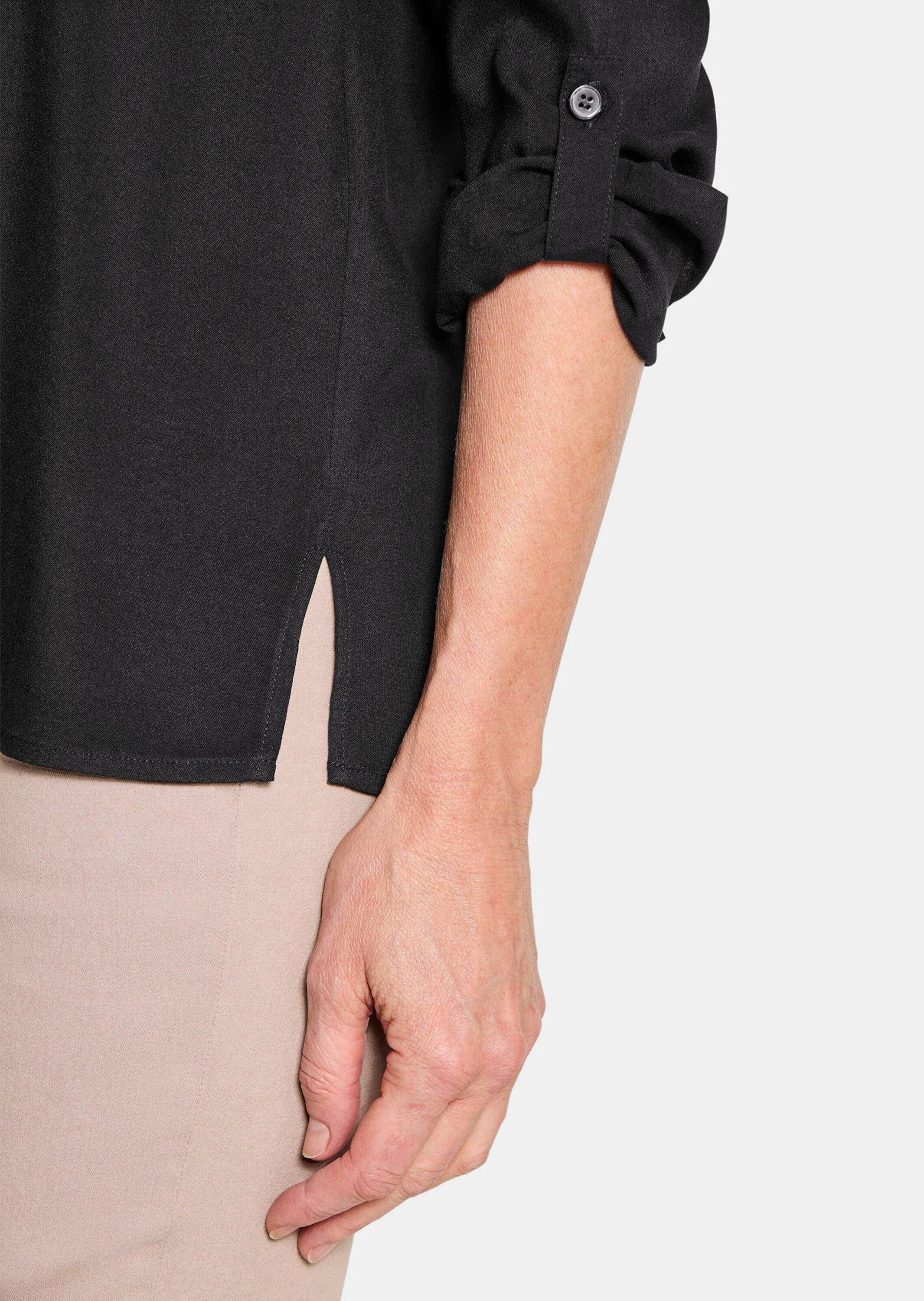 GOLDNER Klassische Bluse Zeitlose Viskosebluse mit Hemdkragen Fließende Hemdbluse mit Schlitzblende und Langarm