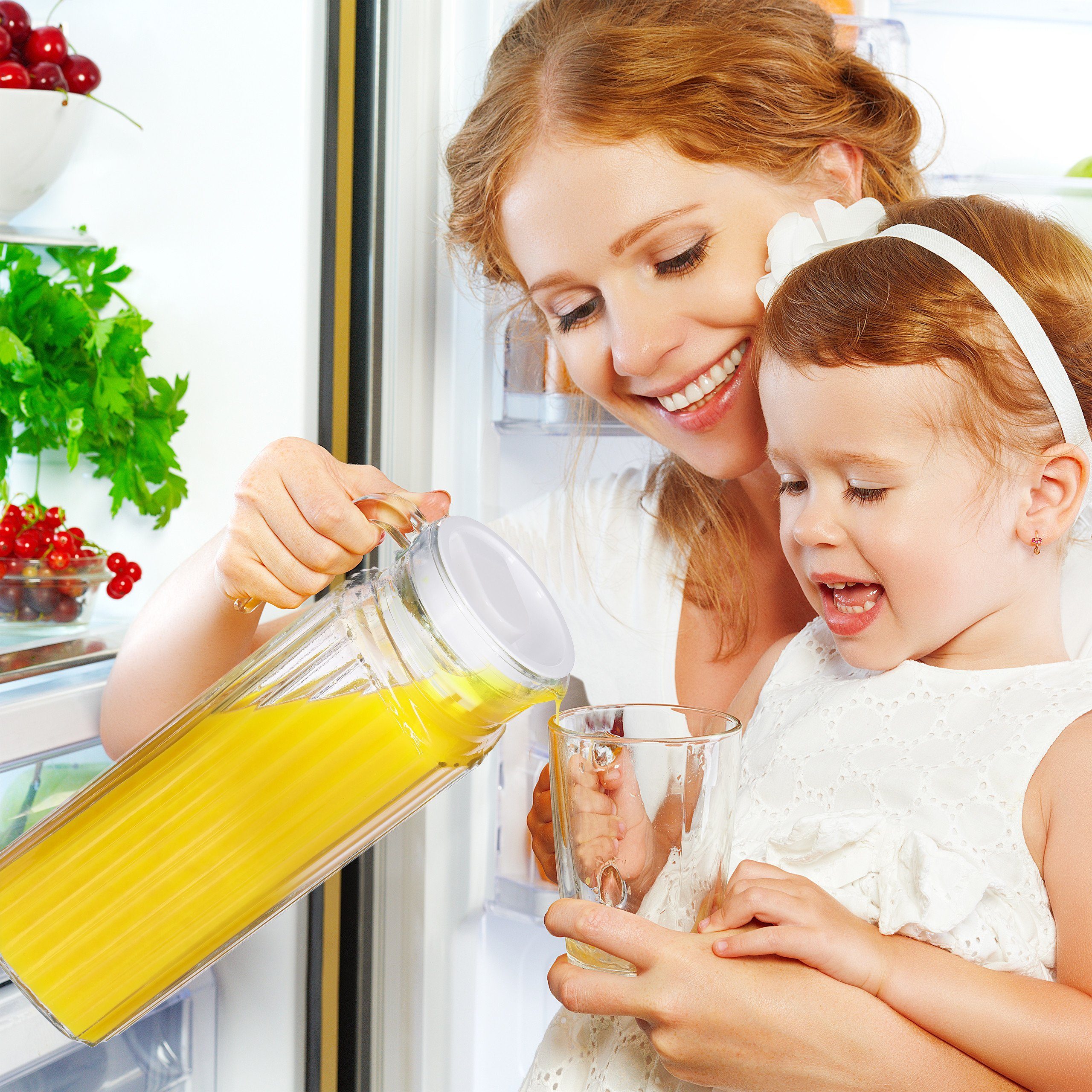 relaxdays Wasserkrug Saftkrug Glas 1 l