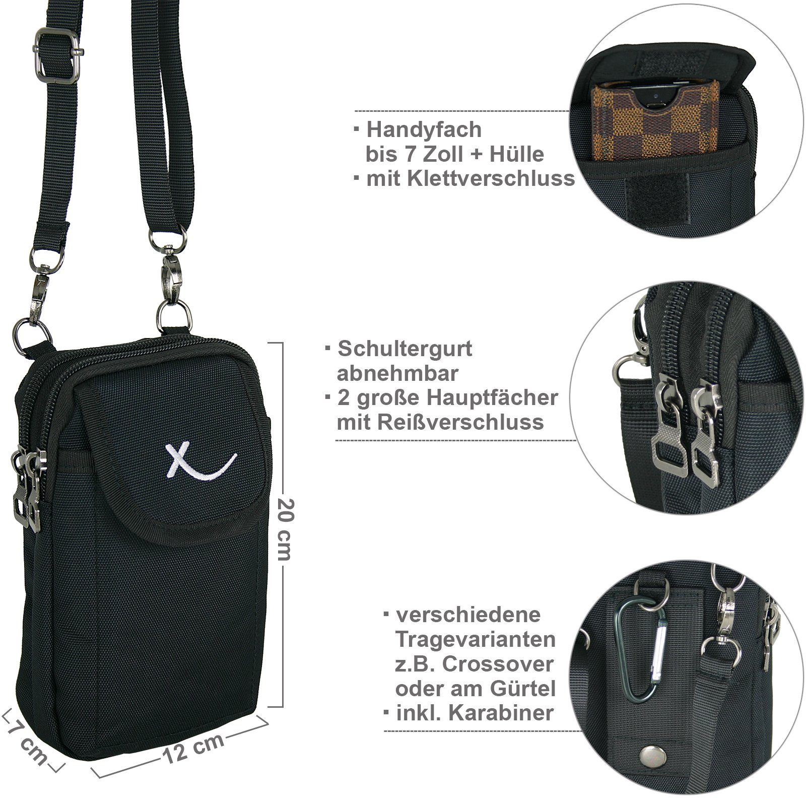 BAG STREET INTERNATIONAL Handytasche Kleine Herren Umhängetasche - Crossover Messenger Bag, auch als Gürteltasche tragbar