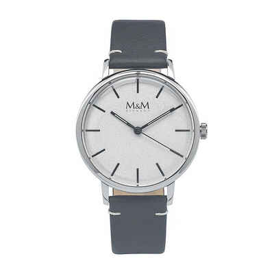 M&M Quarzuhr Armbanduhr Lederarmband New Classic, (1-tlg), Analoguhr rund mit Lederarmband, Designer Uhr, deutsche Manufaktur, inkl. edles Etui