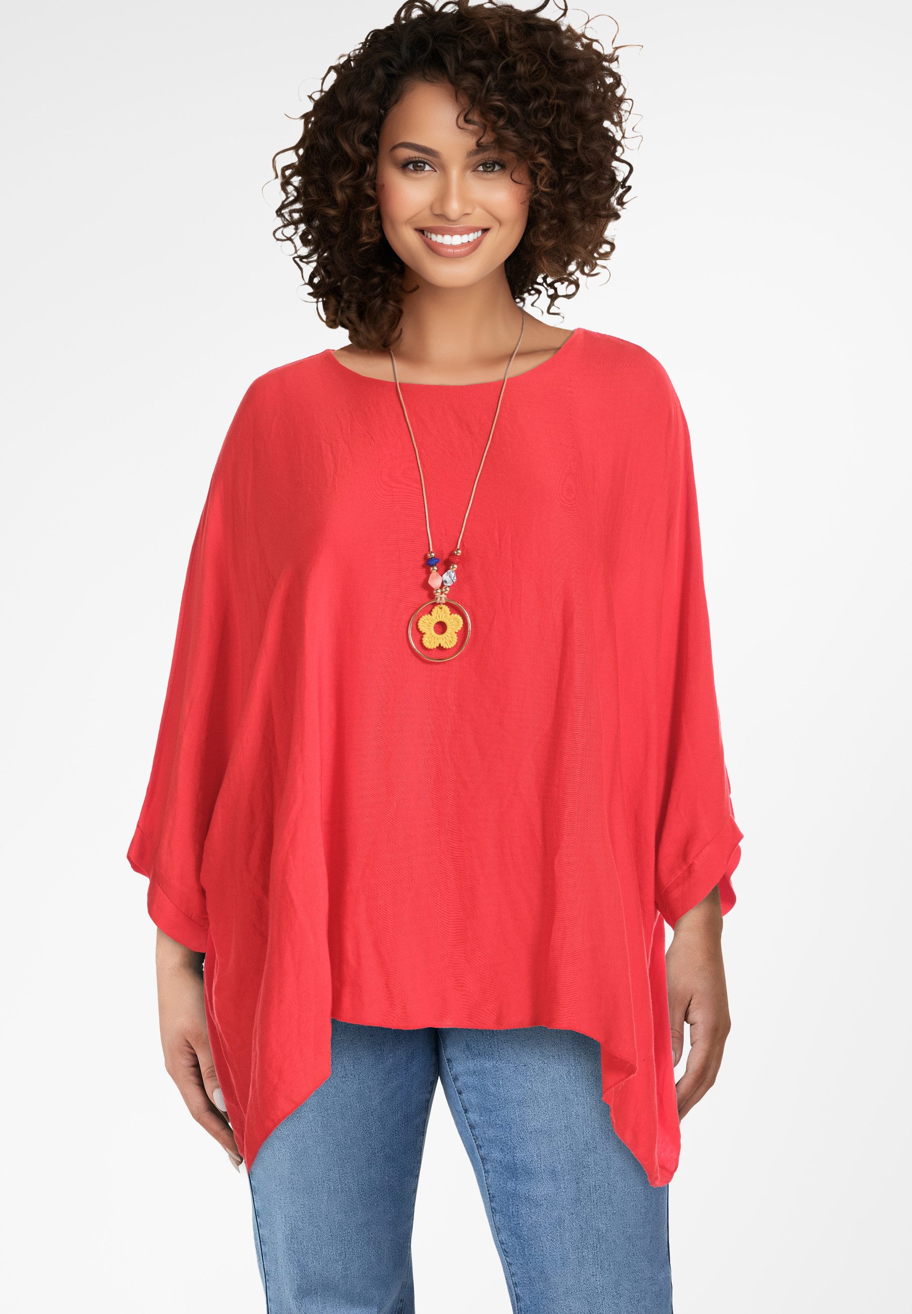 Tunika Blusentunika oversized mit Fledermausärmel