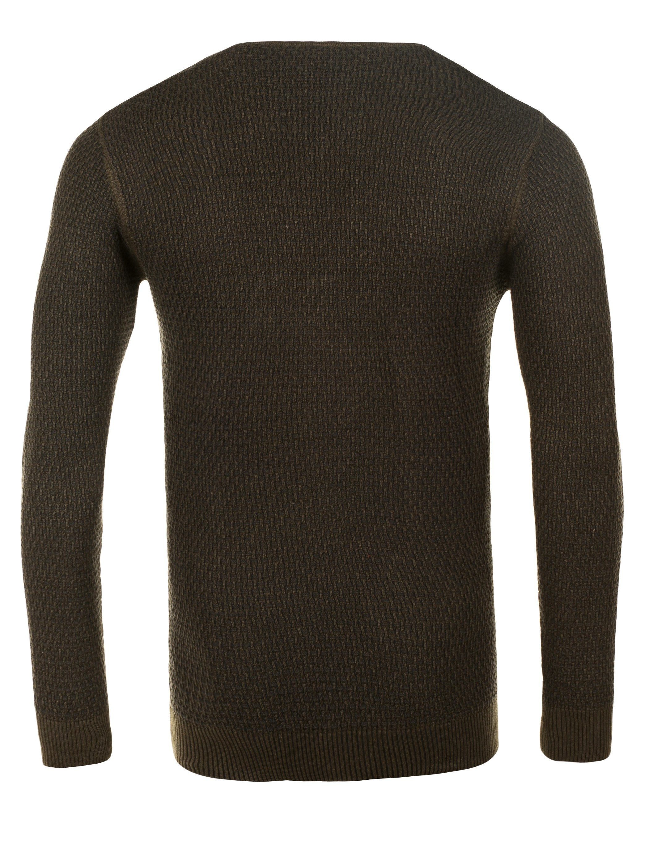 WOTEGA Rundhalspullover Structured Button Sweater Tim