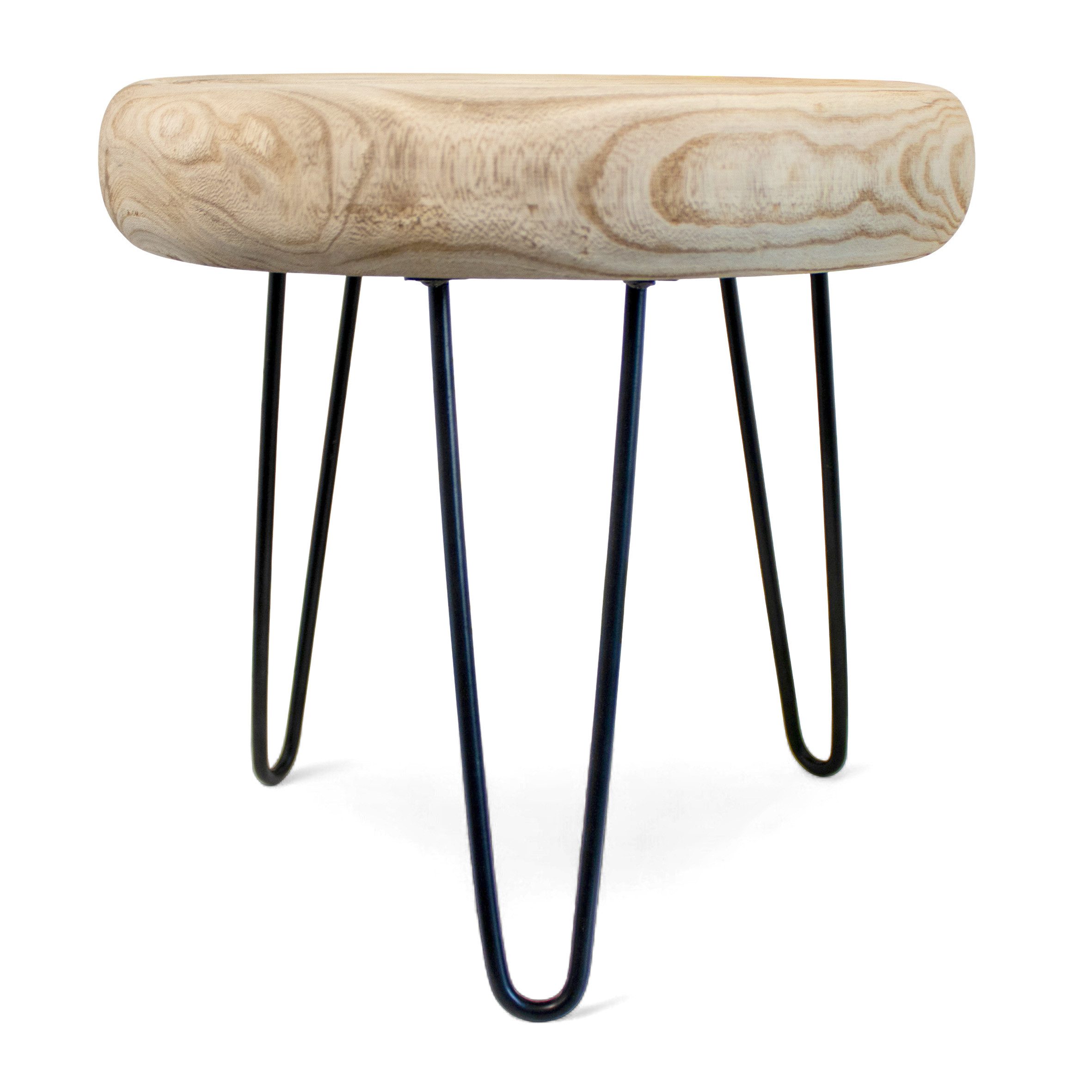 Spetebo Blumenhocker Holz Pflanzenständer natur mit 3 Beinen - 32 cm (Anzahl, 1 St., Stück), massive Holzplatte mit Metall Gestell – Bild 5 von 5