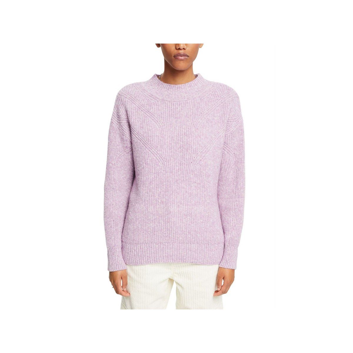 Longpullover Rollkragenpullover für Damen in lila