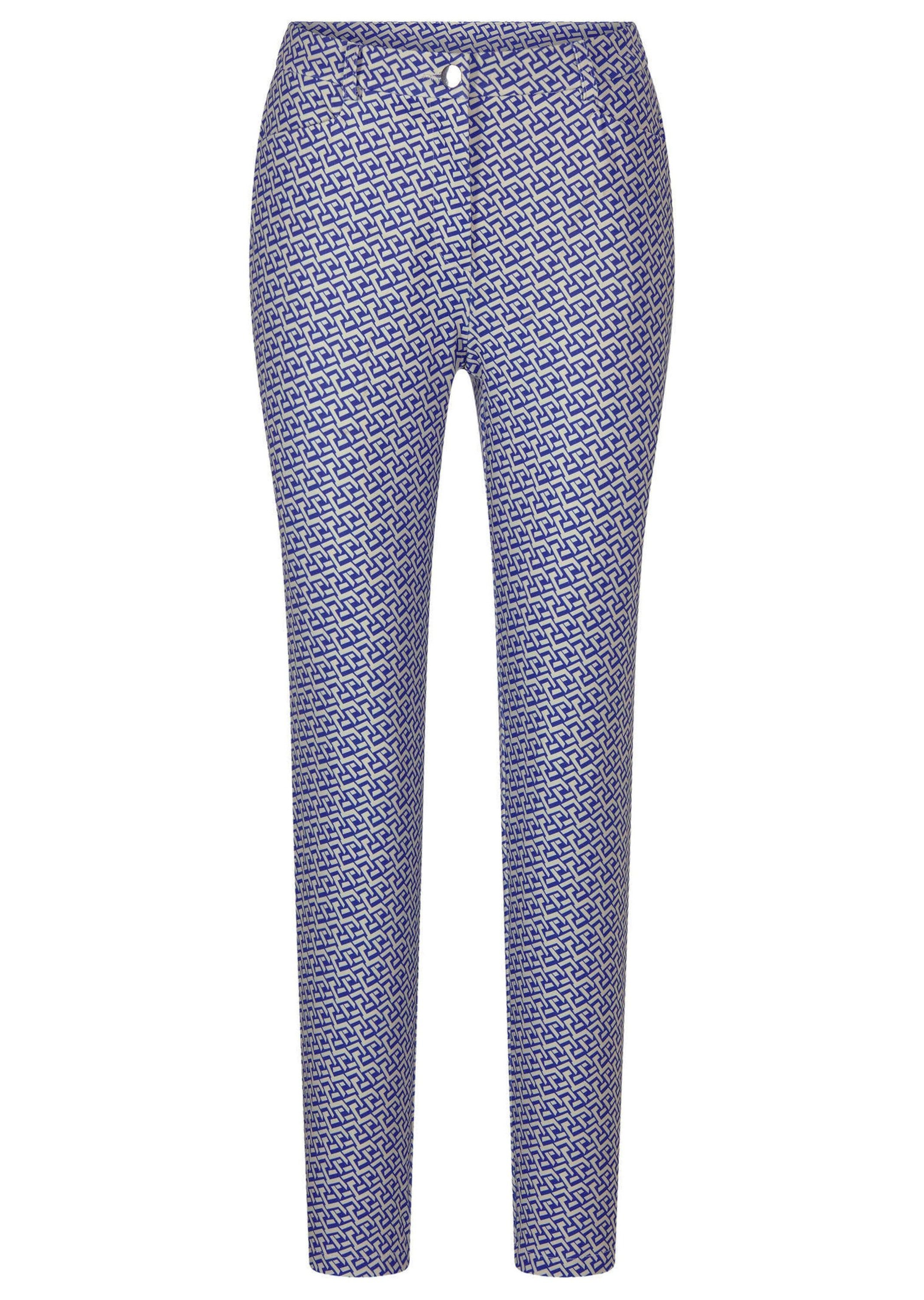 beige / royalblau / gemustert