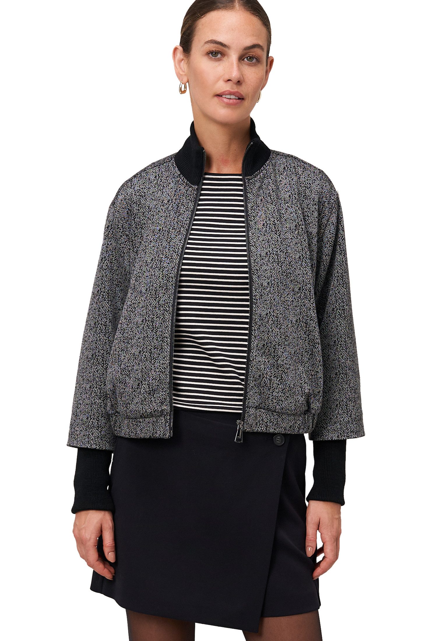 Zero Jackenblazer Damen Jacke Fischgrät mit Stehkragen weiteres Detail günstig online kaufen