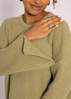 SASSYCLASSY Strickpullover Oversize Pullover Damen aus weichem Grobstrick Lässiger Strickpullover mit Rundhals-Ausschnitt, Made in Italy, One Size (Gr. 36-42)