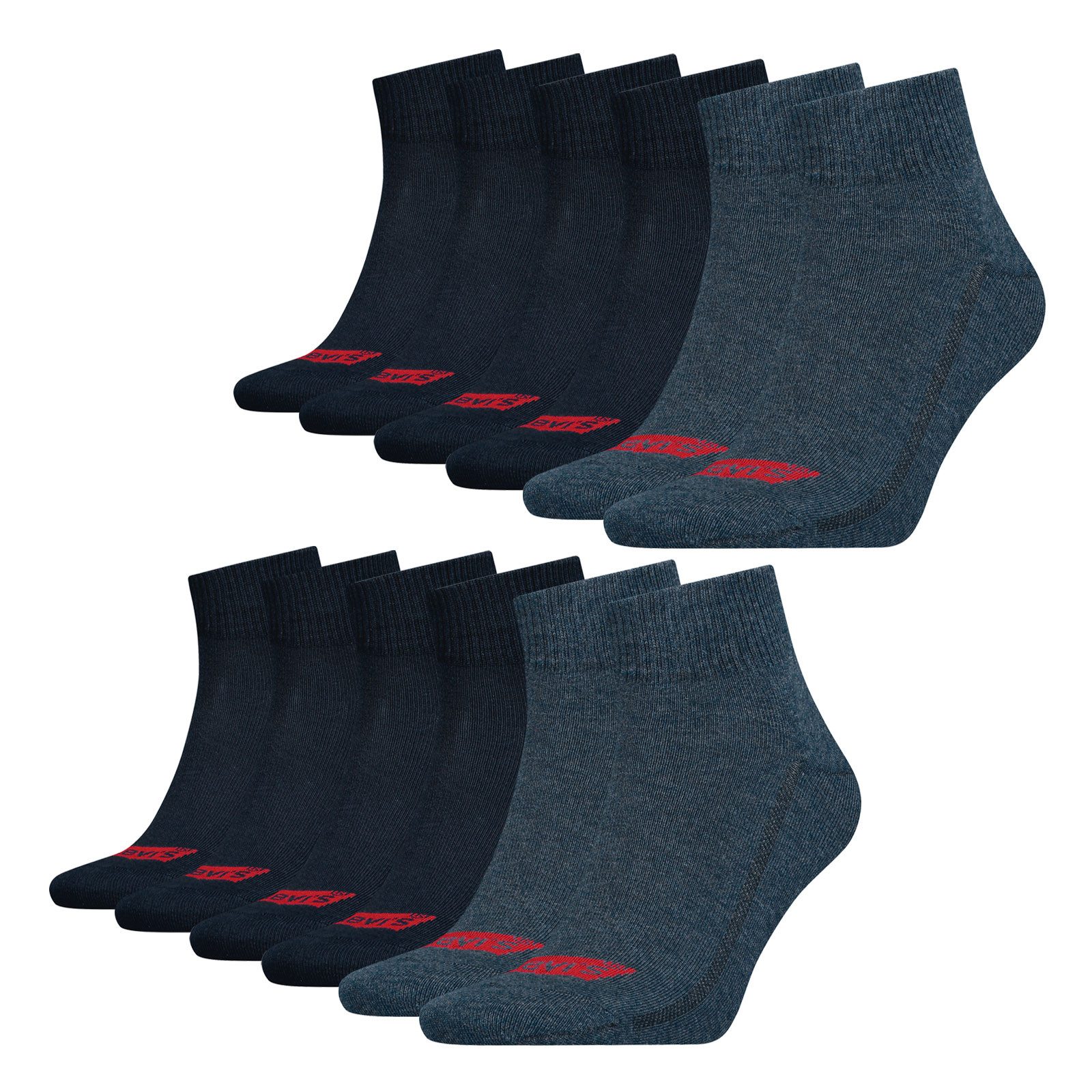 Levi's® Kurzsocken Mid Cut Batwing Logo Socks (6-Paar) mit seitlichen Belüftungslinien