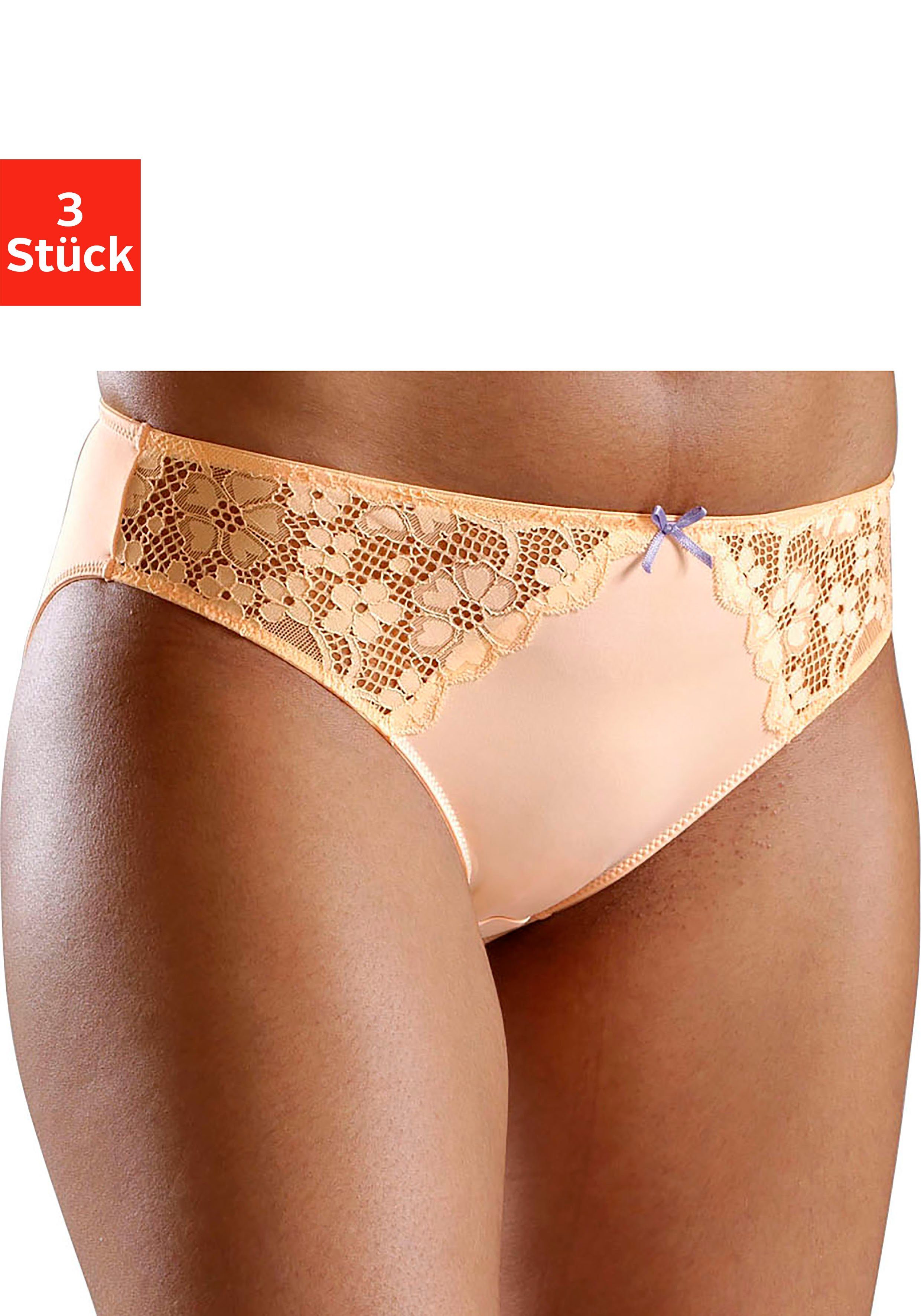 petite fleur Slip (3-St) mit leicht transparenter Jacquardspitze an den Seiten