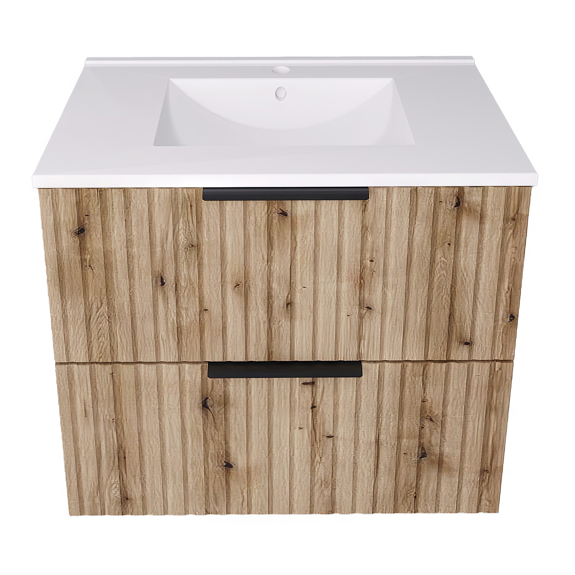 en.casa Waschtisch, mit Waschbecken »Veppenssan« Eicheoptik 61 x 47 x 52 cm