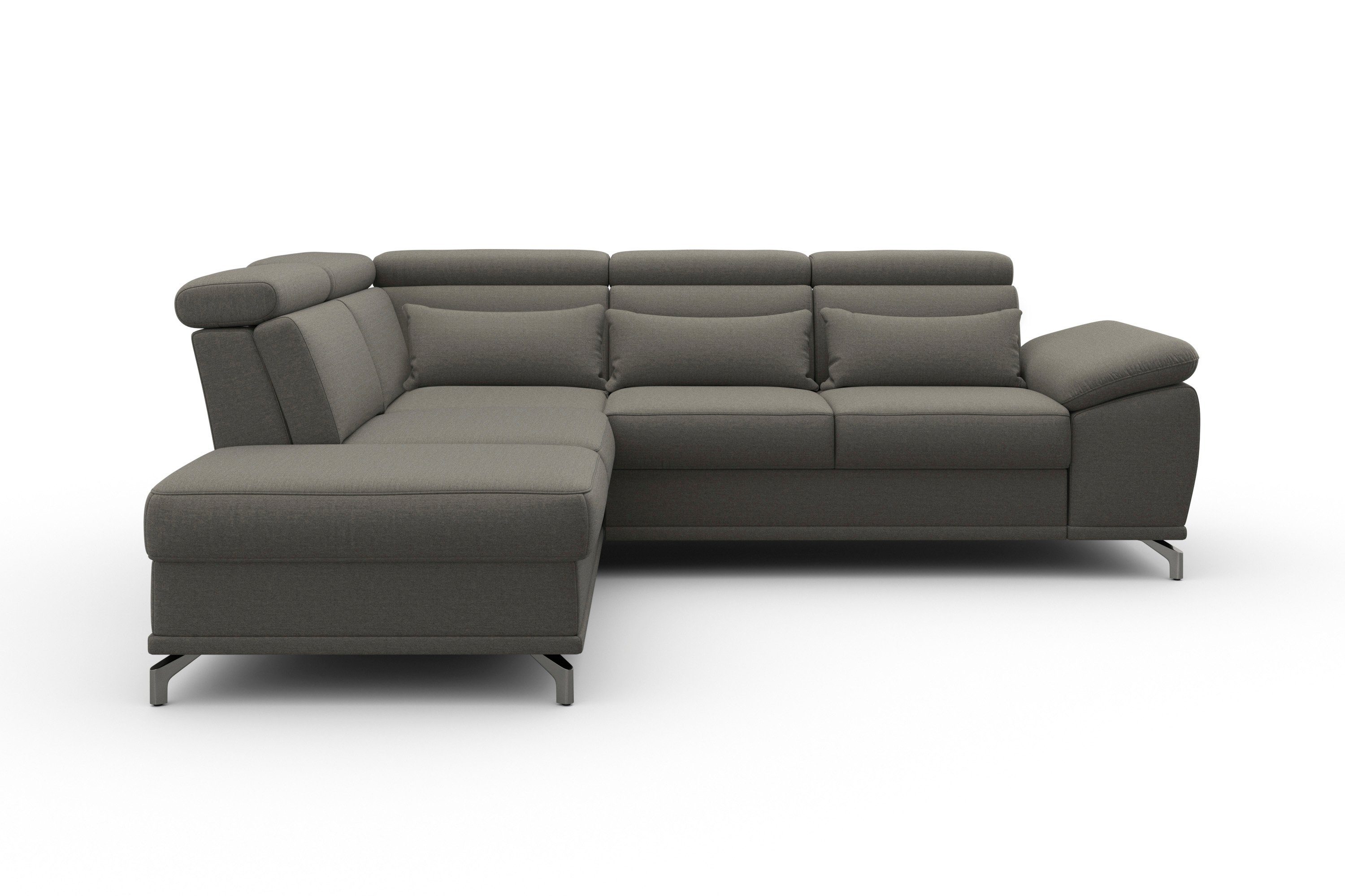 sit&more Ecksofa Cabrio L-Form, B: 274 cm, mit Sitztiefen-, Arm- & Kopfteilverstellung, 3 Nierenkissen, Federkern, optional Schlaffunktion und Stauraum