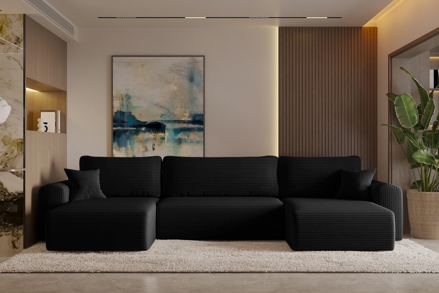 Kaiser Möbel Ecksofa mit schlaffunktion und bettkasten, Sofa U-form, Couch CAPRI Beitrag, Sofa U-Form / Ecksofa