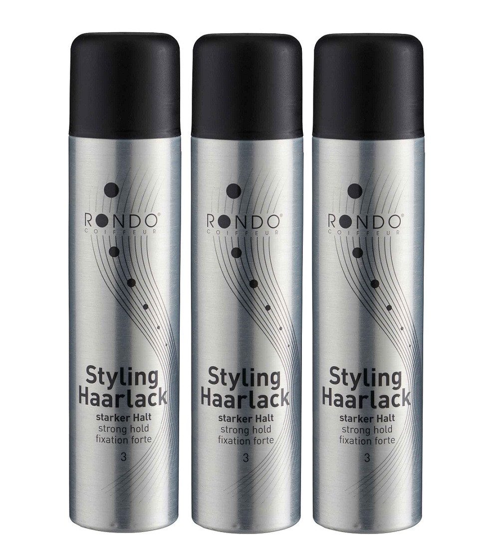 RONDO Haarspray Rondo Styling Haarlack 300ml Starker Halt 3 Stück