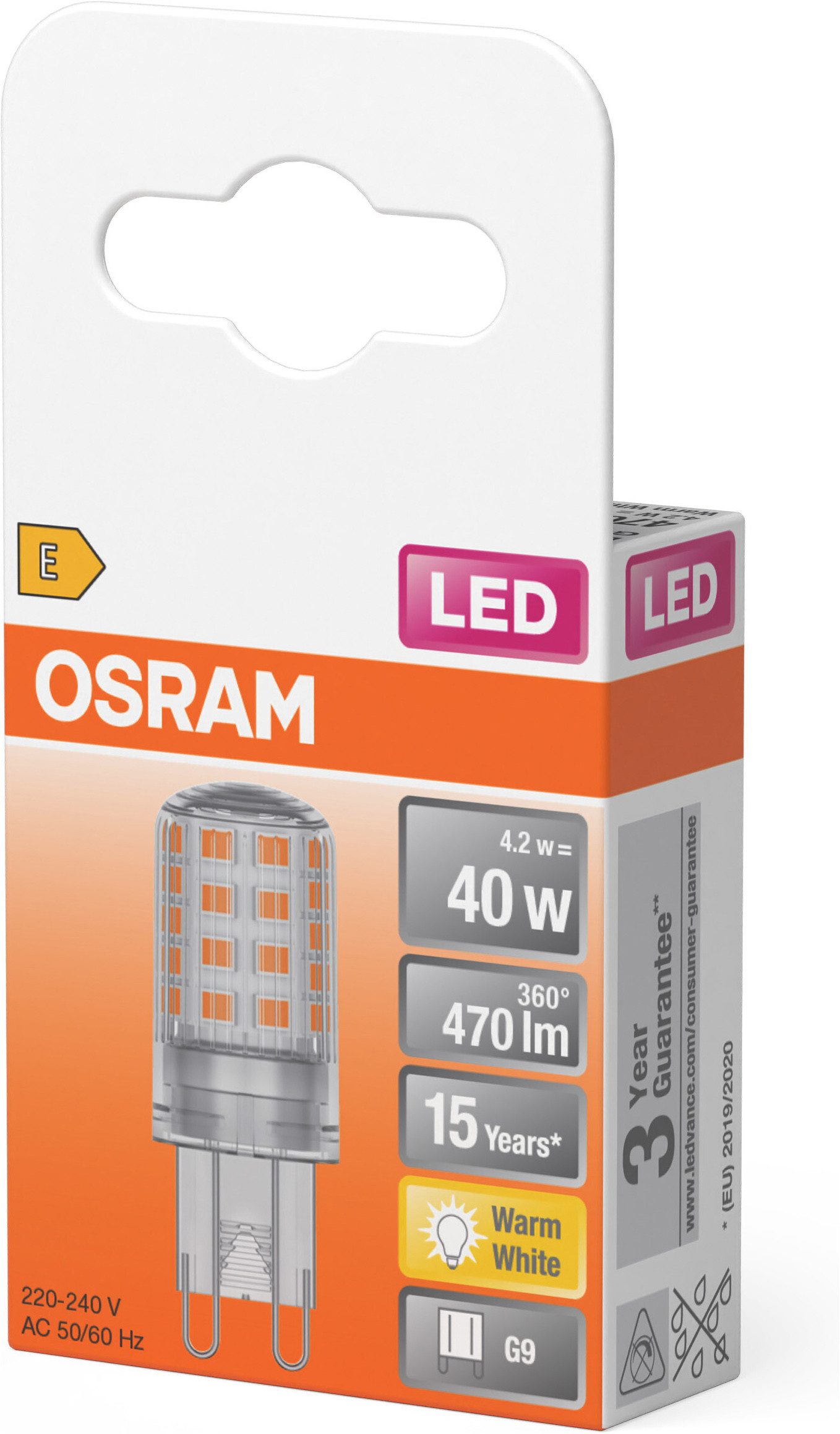Osram LED-Leuchtmittel LED PIN Lampe, G9, 1 St., Warmweiß