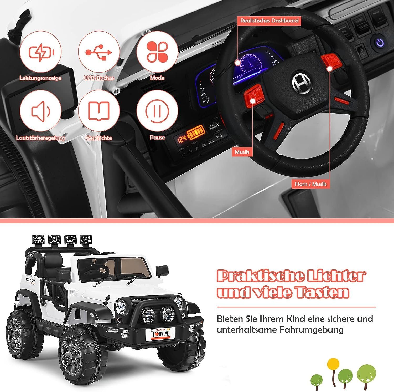 KOMFOTTEU Elektro-Kinderauto 2-Sitz, mit Fernbedienung, LED günstig online kaufen