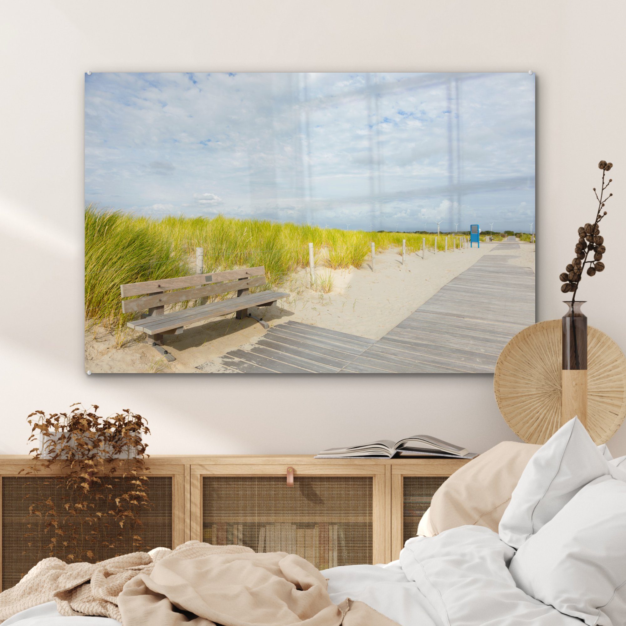 Schlafzimmer & am niederländischen Acrylglasbild Wohnzimmer Acrylglasbilder Starker Wind Strand, MuchoWow (1 St),