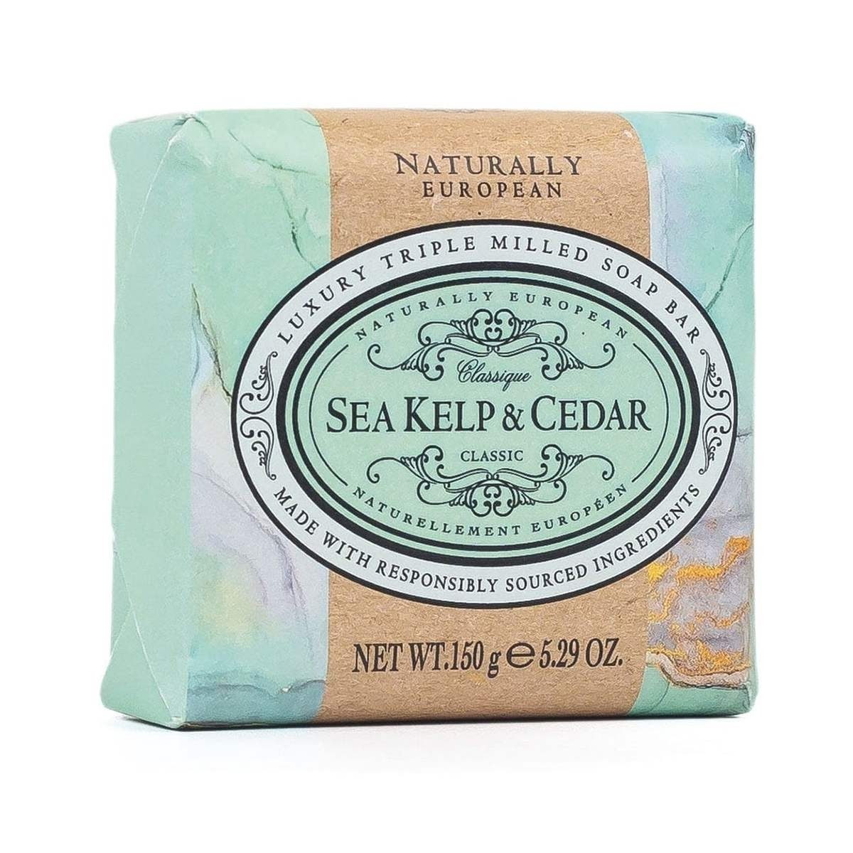 Somerset Toiletry Handseife Seife Sea Kelp & Cedar 150g zur täglichen Hand- und Körperreinigung, 1-tlg., Triple-milled, Papierverpackung, Made in UK