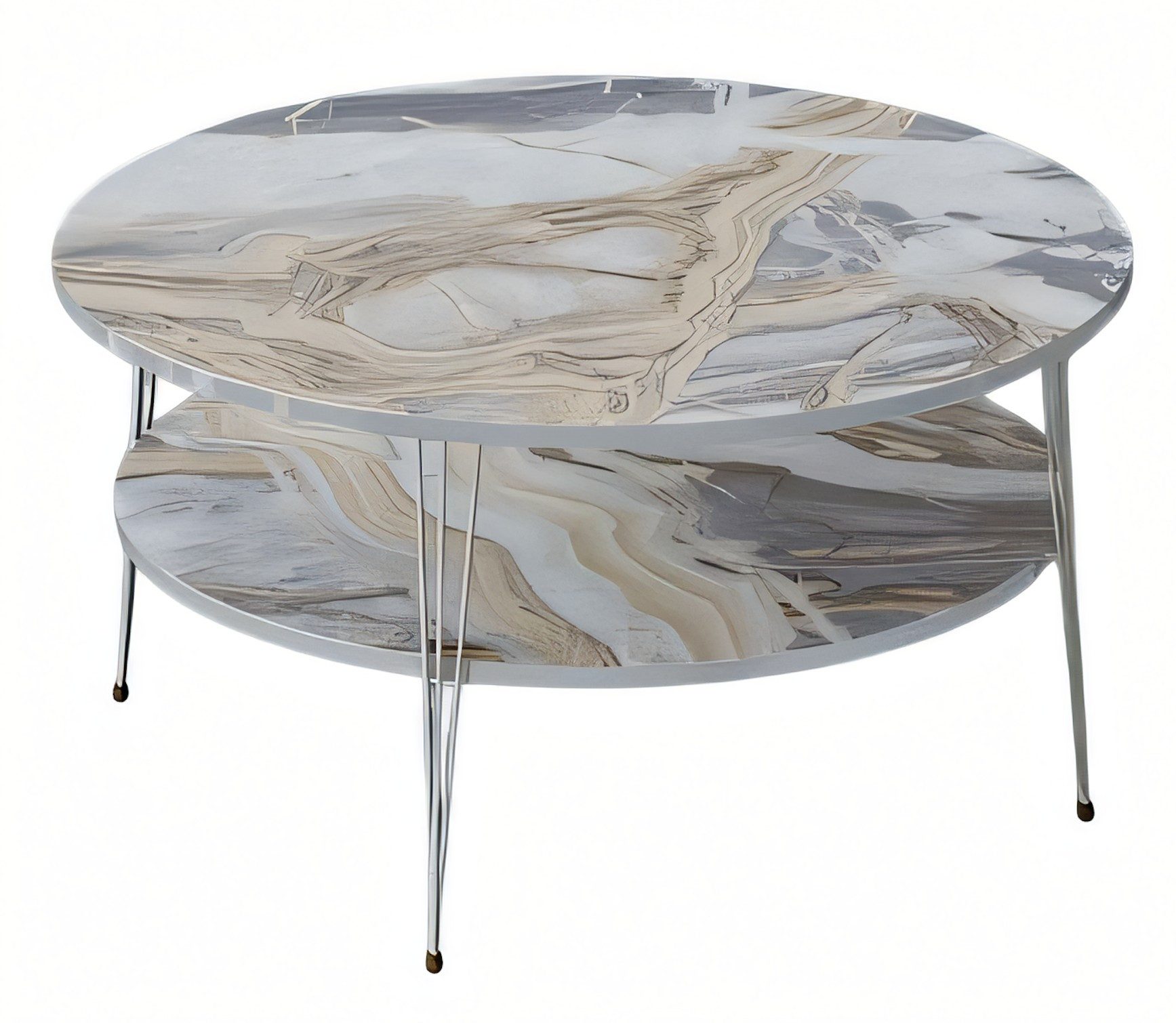 Xlmoebel Couchtisch XLMOEBEL Mehrfarbiger Couchtisch aus Holz und Edelstahl (Packung, Couchtisch 90 x 90 x 47 cm), Made in Europa