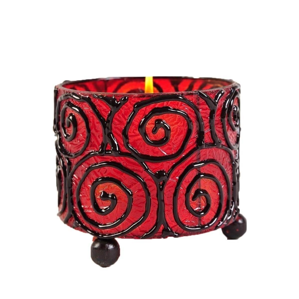 SIMANDRA Windlicht Mediterrane rund, aus Resin im Bali-Design