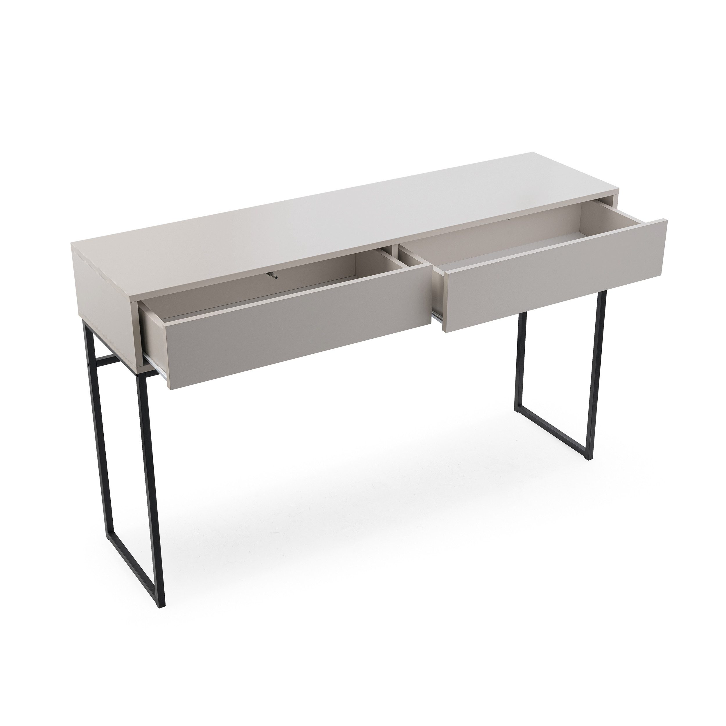Beautysofa Schminktisch GIANA elegante grifflos mit 2 Schubladen (erhältlich in Sandbeige oder Flaschengrün), Breite: 137 cm – Bild 3 von 5
