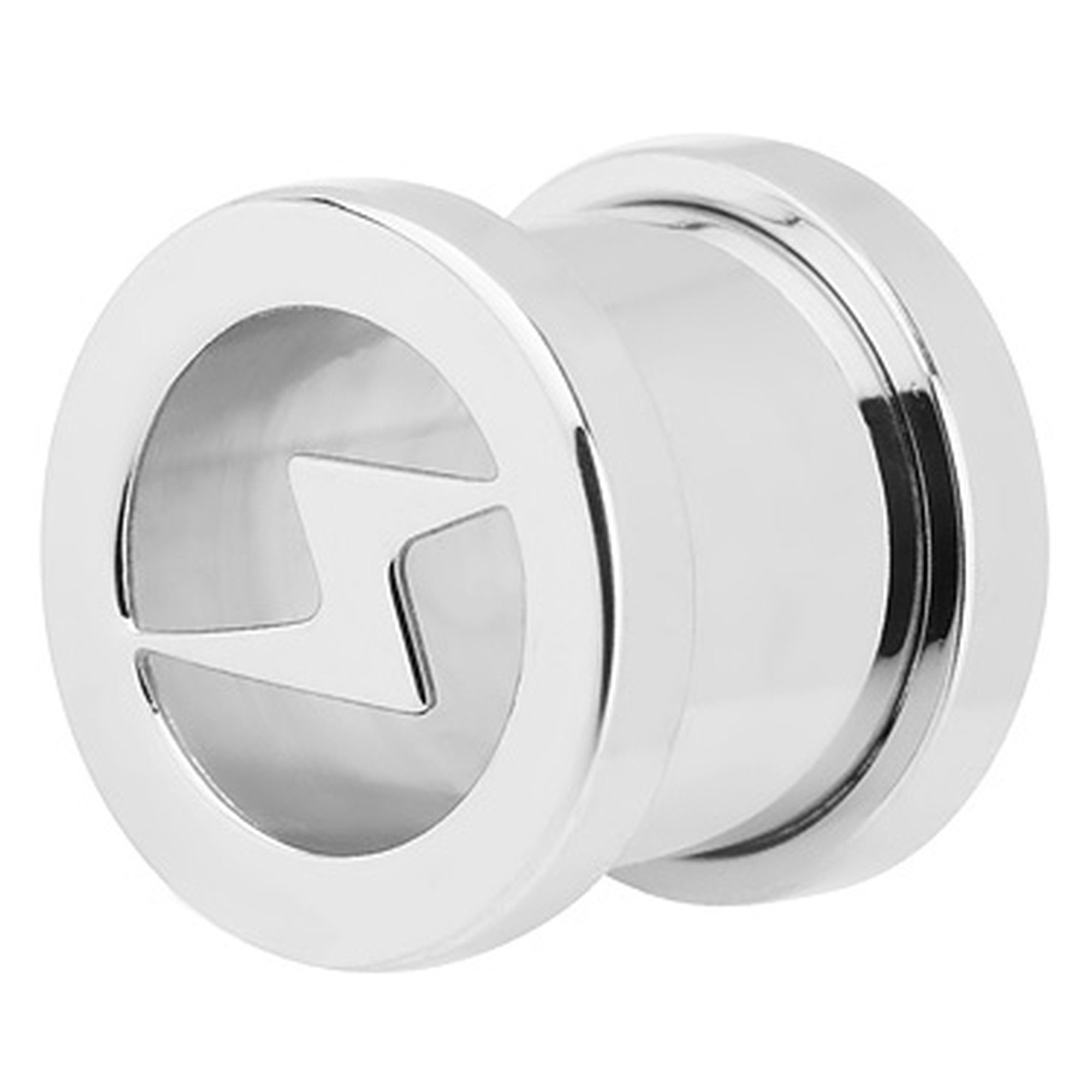 Taffstyle Plug Piercing Plug Schraub Edelstahl Silber Flash Blitz